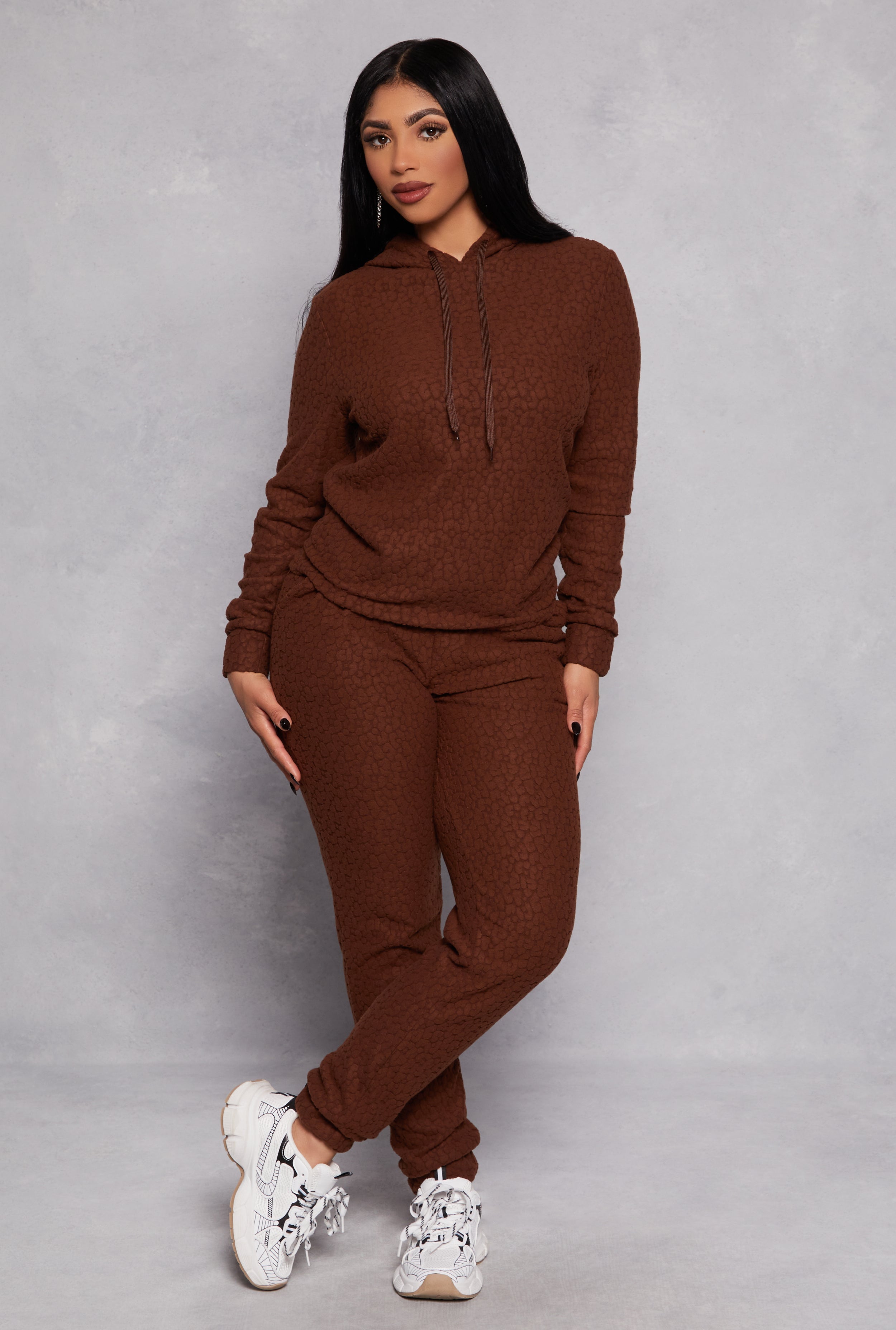 Rainbow Shops Leopard Textured Knit Hoodie – Women's - view 2