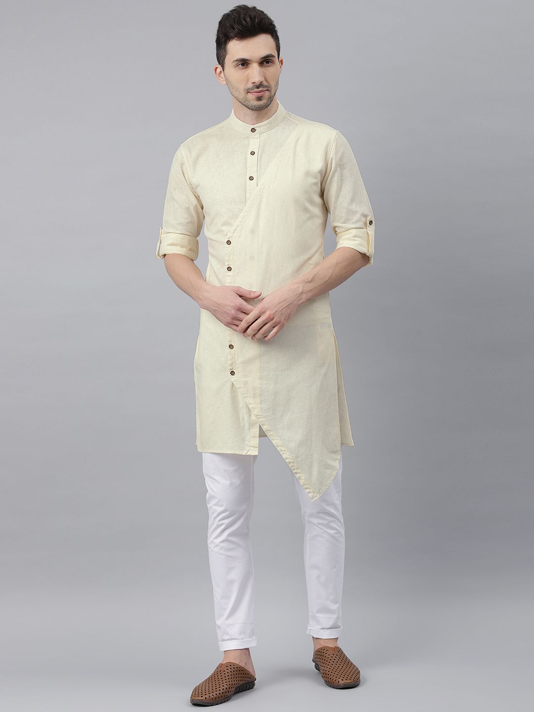Freehand-Mens Men Long Trail Kurta – Yellow