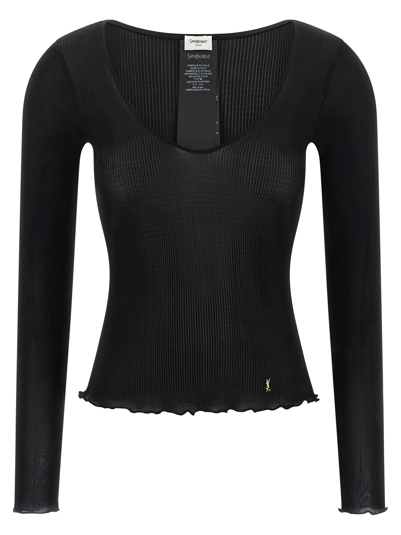 Saint laurent t-shirts – Saint Laurent Cassandre Top – 100% silk