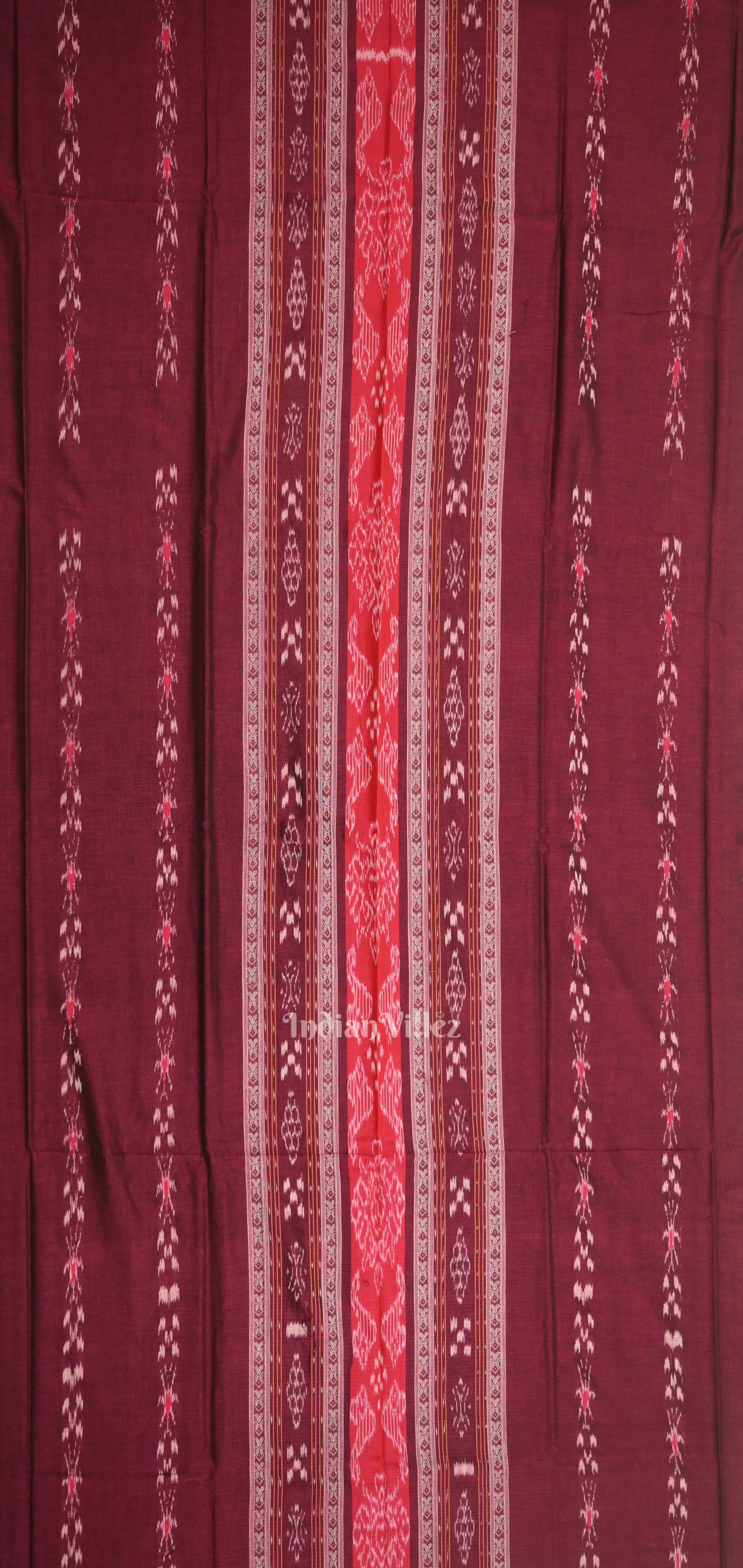 IndianVillèz Maroon Cream Pasapali Sambalpuri Cotton Dress set with Dupatta - view 2