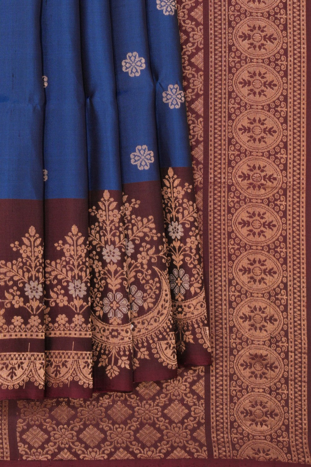 Kalanjali Dark Ocean Blue Silk Saree – Women's