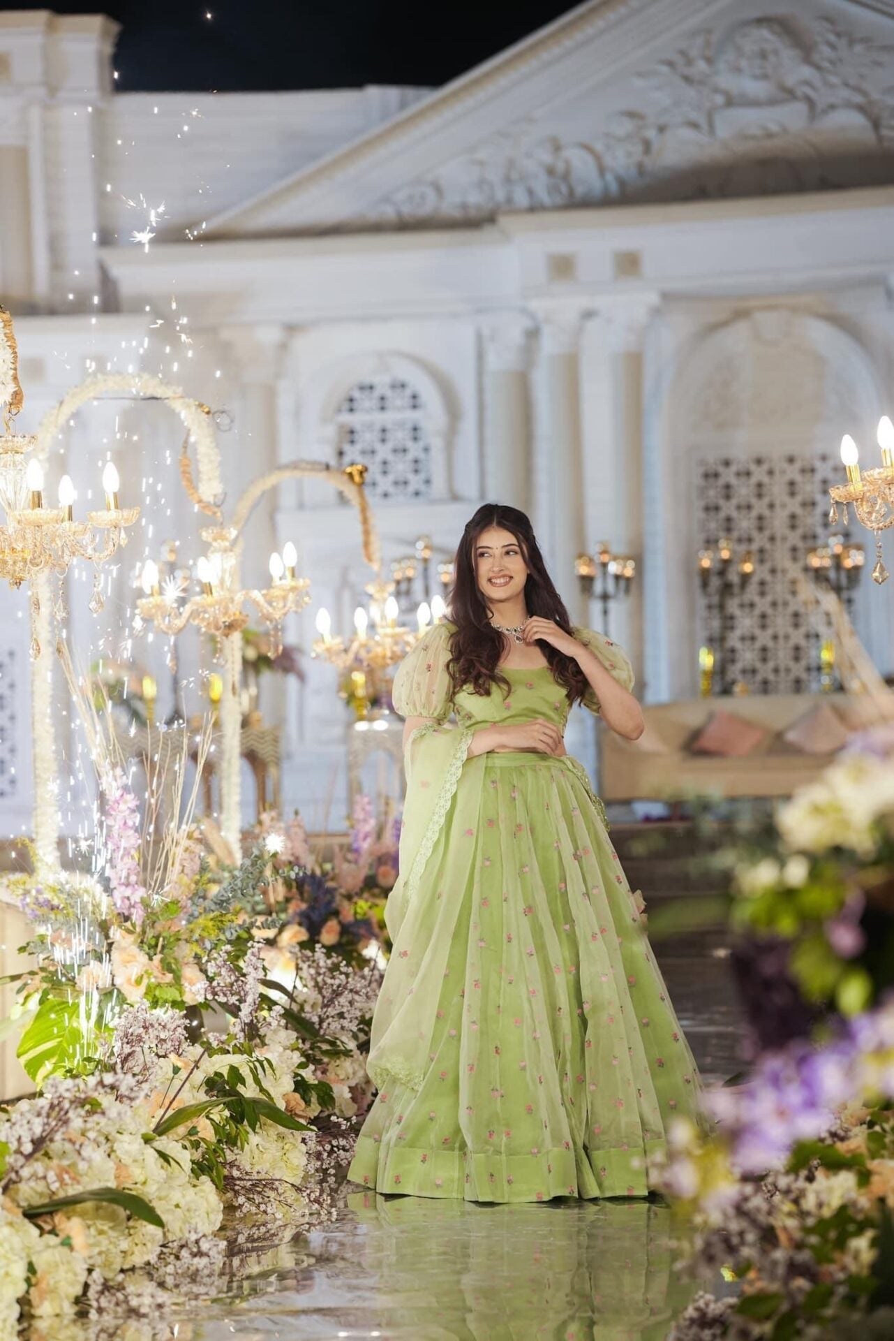 Idaho-o Azael green ORGANZA LEHENGA SET – Women's