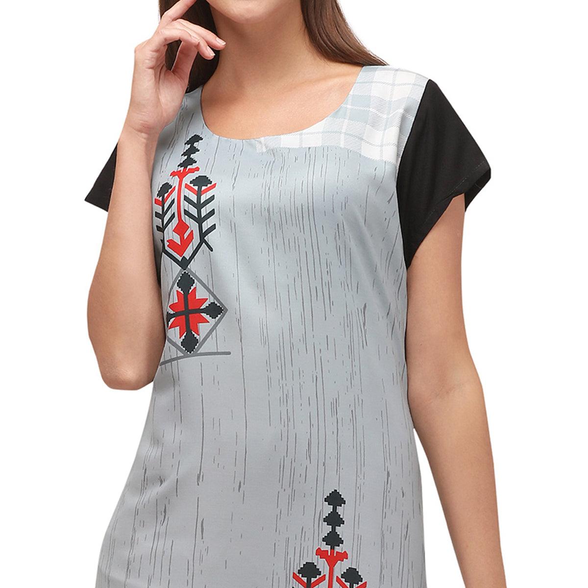Peachmode Seller Grey Printed Rayon Kurti – Women's - view 2