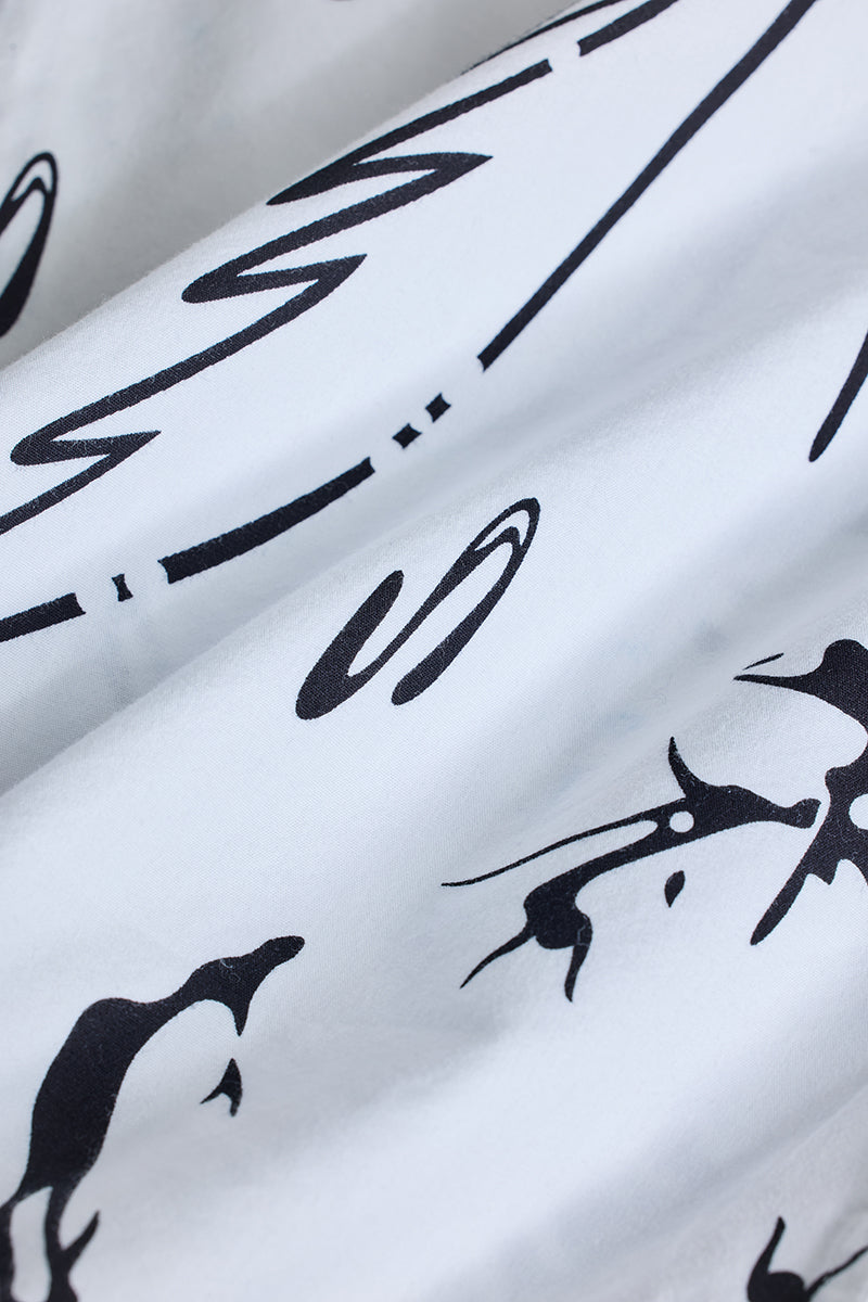 SNITCH White Abstract Slim Fit Shirt - view 8