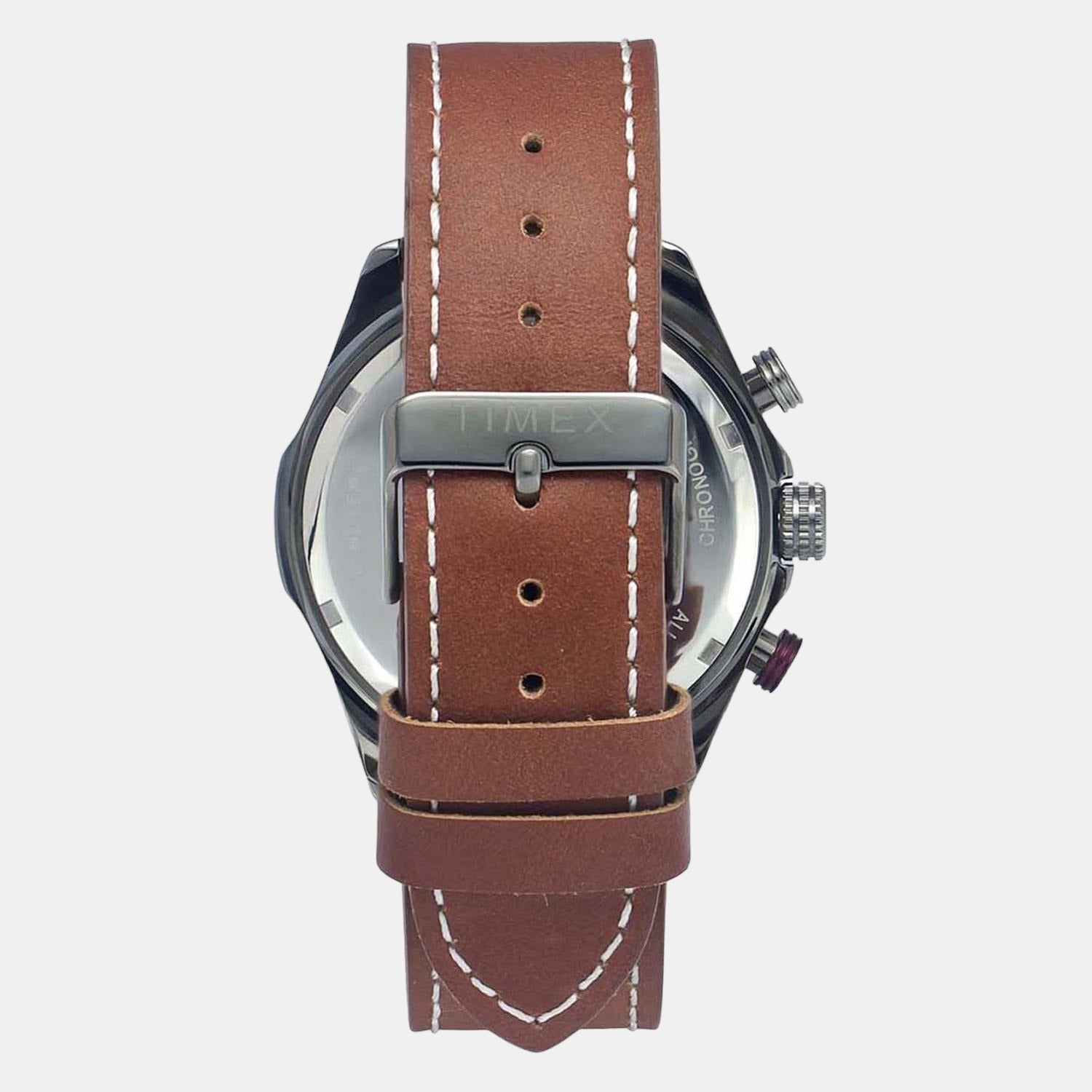 Timex E Class Men Quartz Silver Dial Chronograph Leather Watch TWEG20303 - view 2