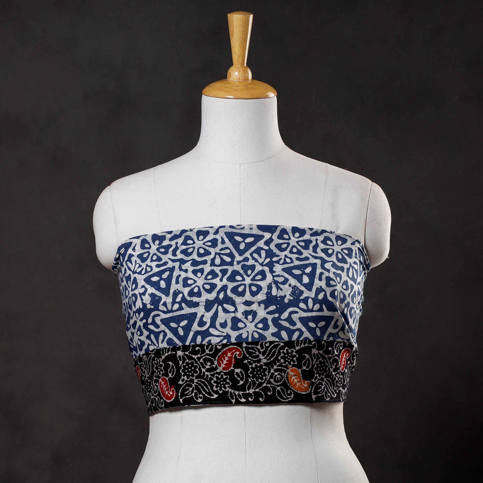NOORI BAZAR Blue - Hand Batik Printed Cotton Blouse Piece