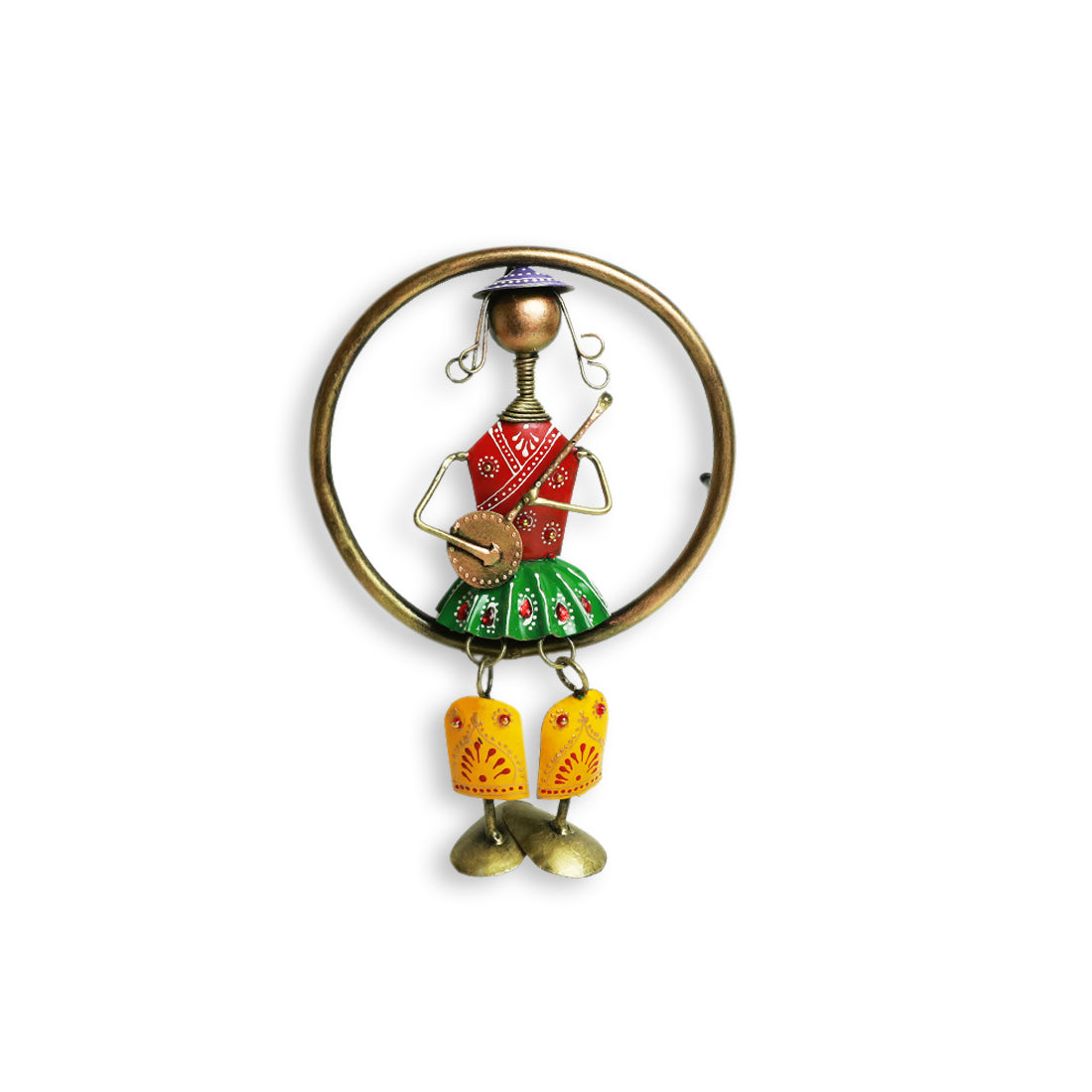 EXCLUSIVELANE 'Rajasthani Veena Artist' Handmade & Handpainted Wall Décor Hanging In Iron - view 2