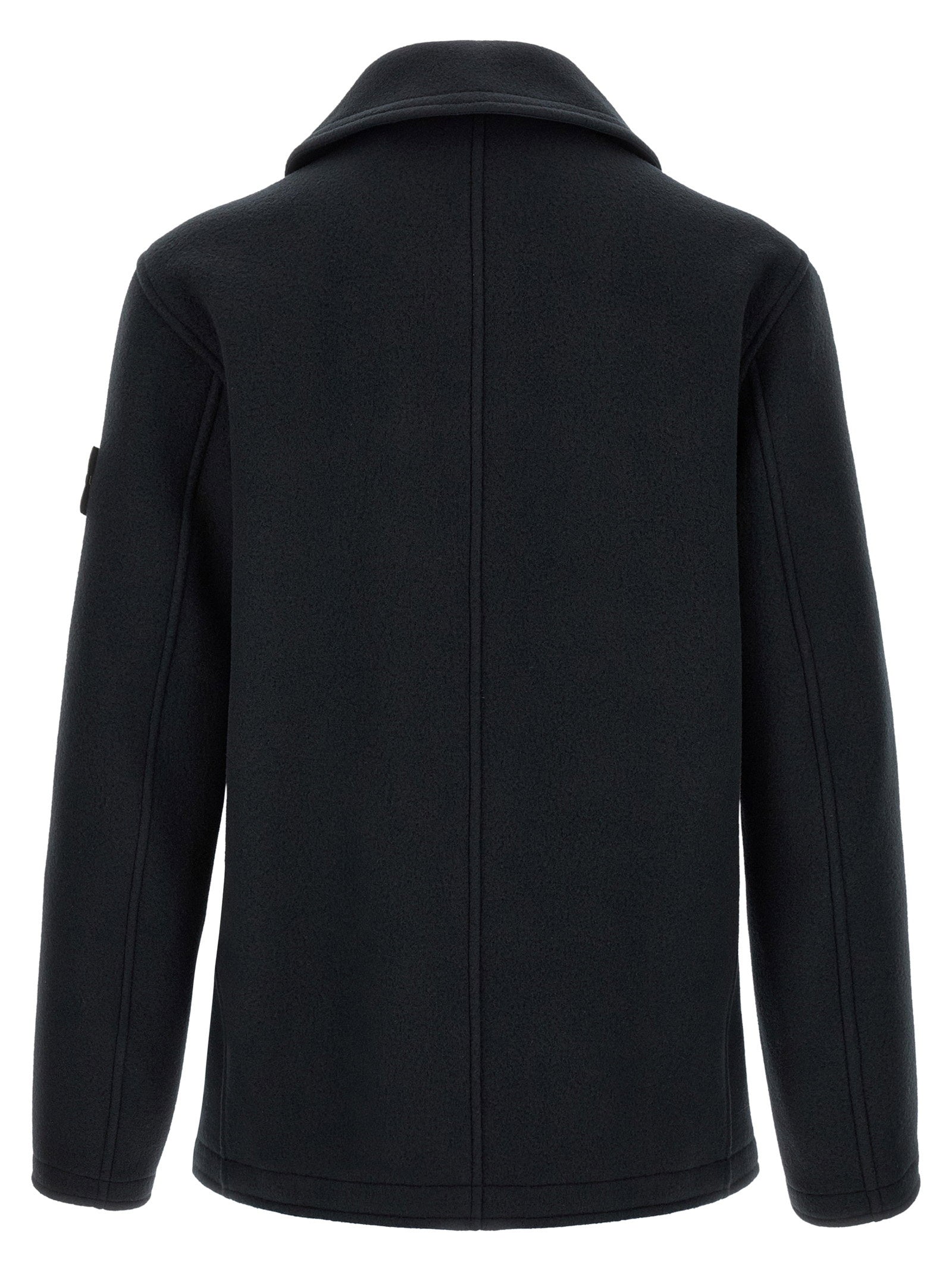Stone Island Double-breasted Coat With Logo Badge - view 2