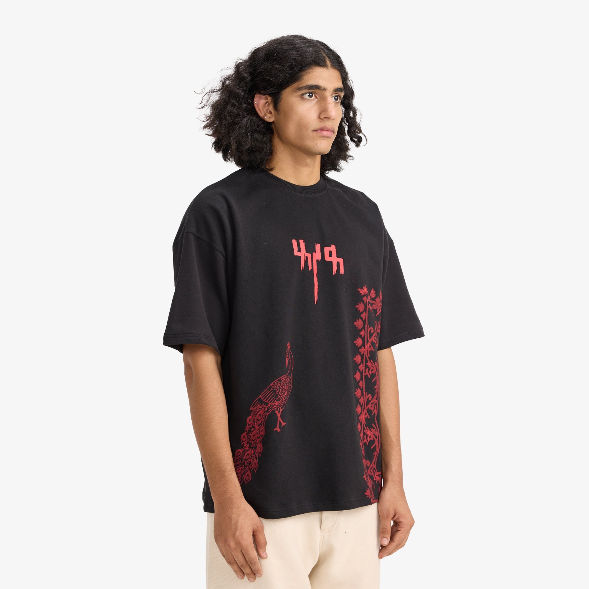 F A R A K | By My Side Block Print T-shirt { Black/black - view 3