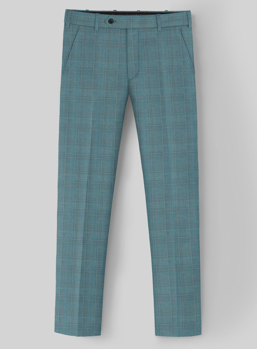 StudioSuits Napolean Gisde Glen Light Blue Wool Pants
