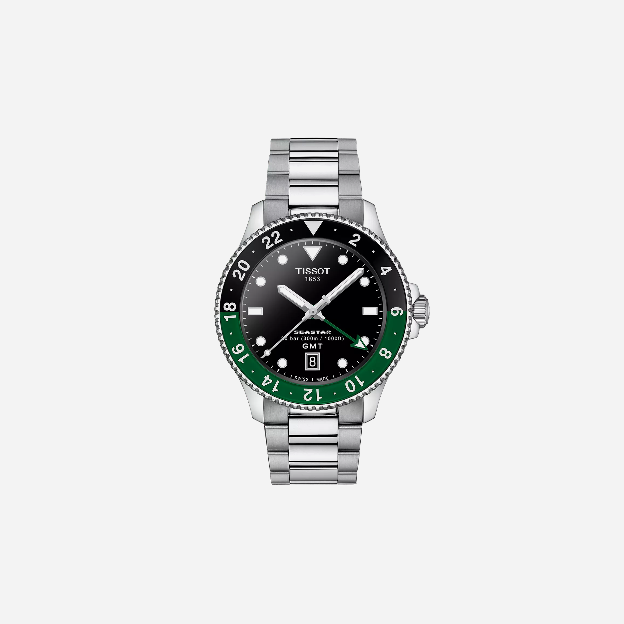 Tissot Seastar 1000 Quartz GMT Black Dial Stainless Steel Bracelet 40mm