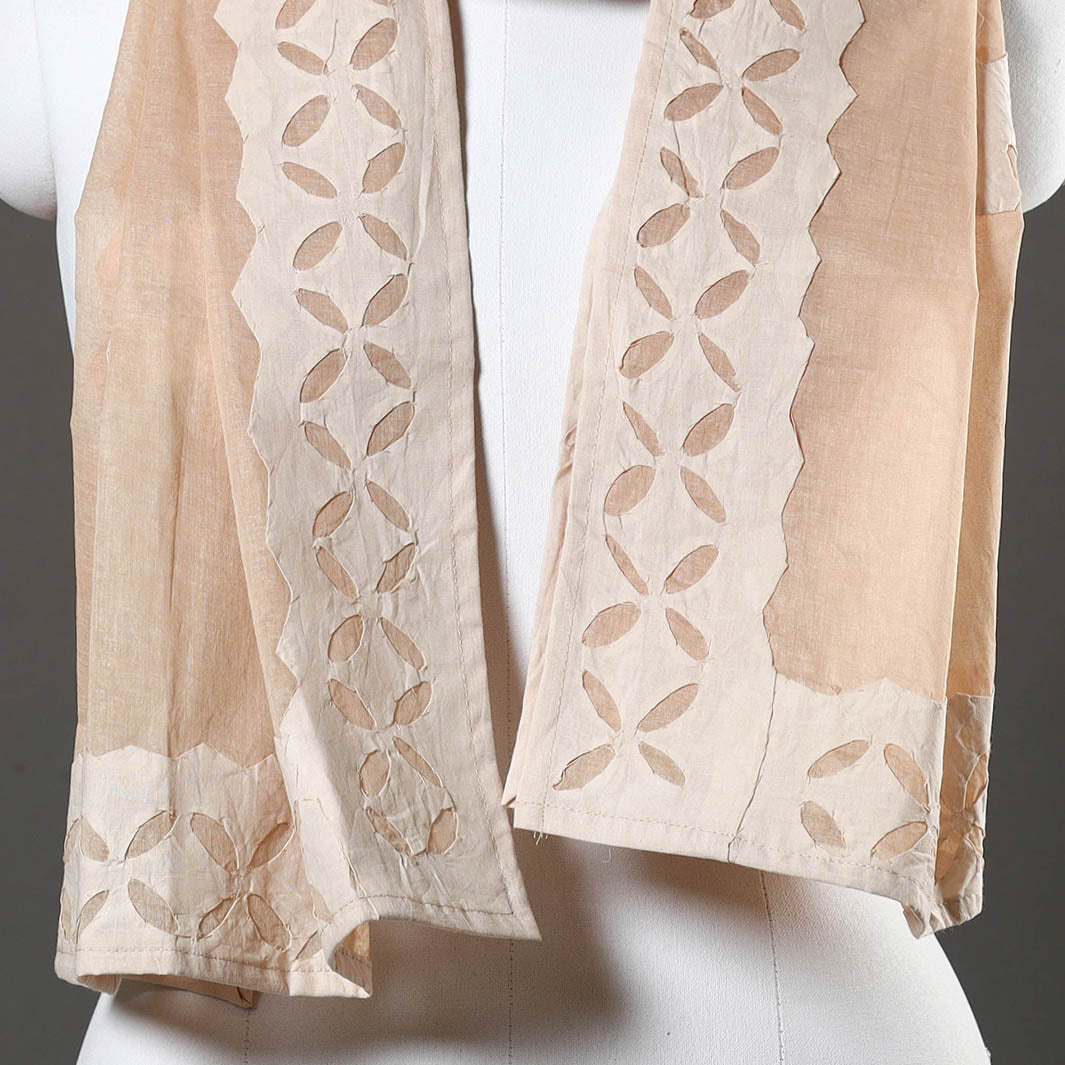 SHADES OF MARUDHARA Brown - Barmer Applique Cut Work Cotton Stole 09 - view 3