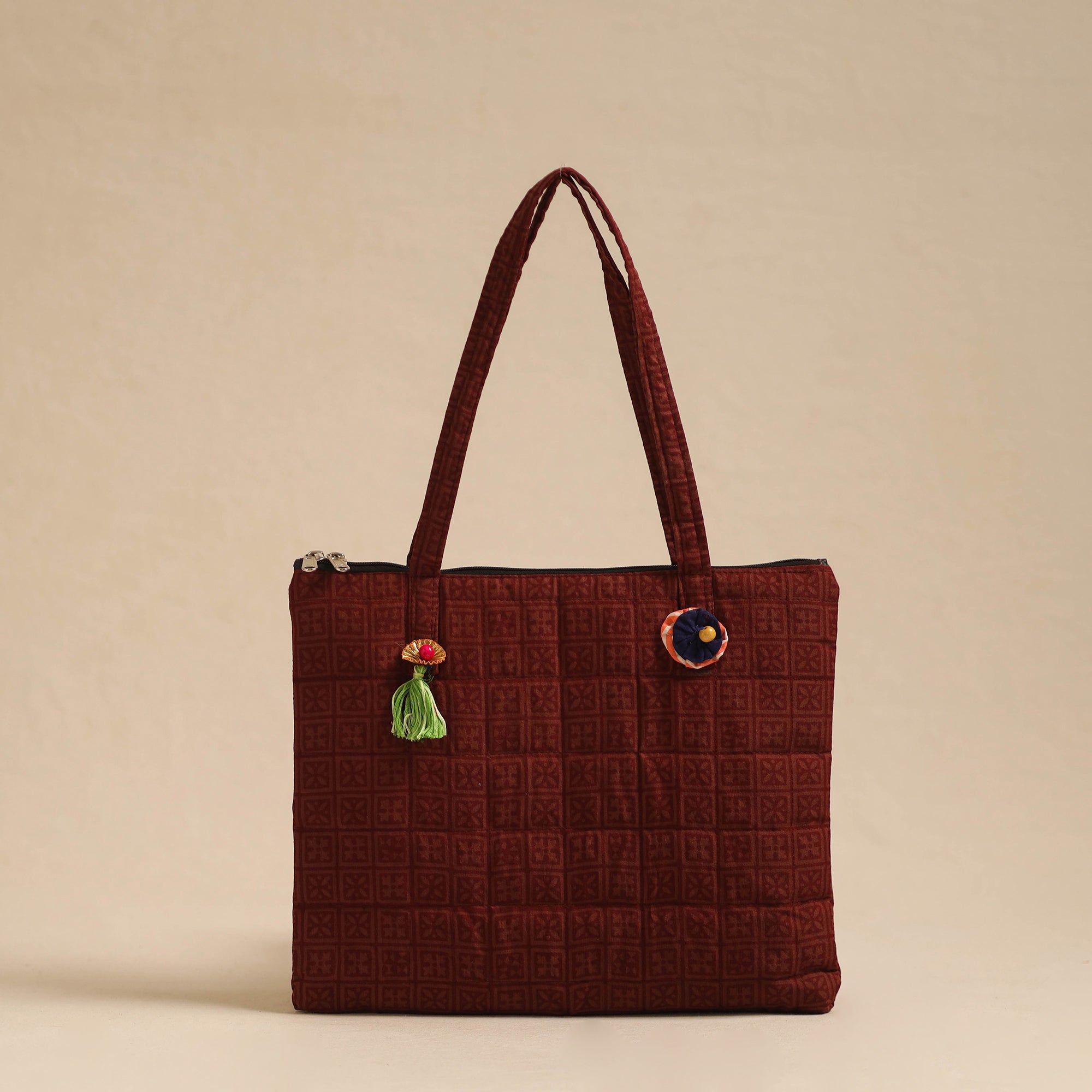 NOORI BAZAR Brown - Handcrafted Quilted Cotton Hand Bag 38