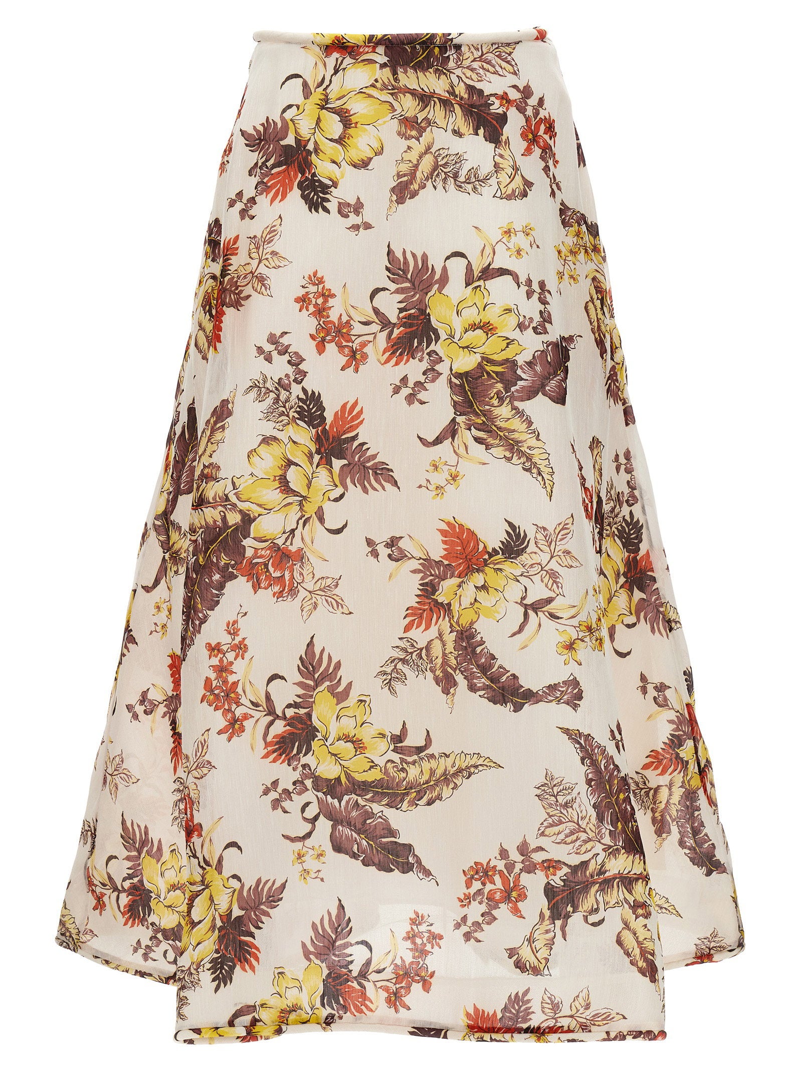Zimmermann Matchmaker Floral Flare Skirt – 52% linen, 48% silk