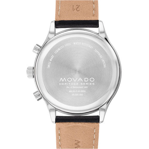 Movado Calendoplan Green Dial & Black Leather Strap Watch for Men - view 3