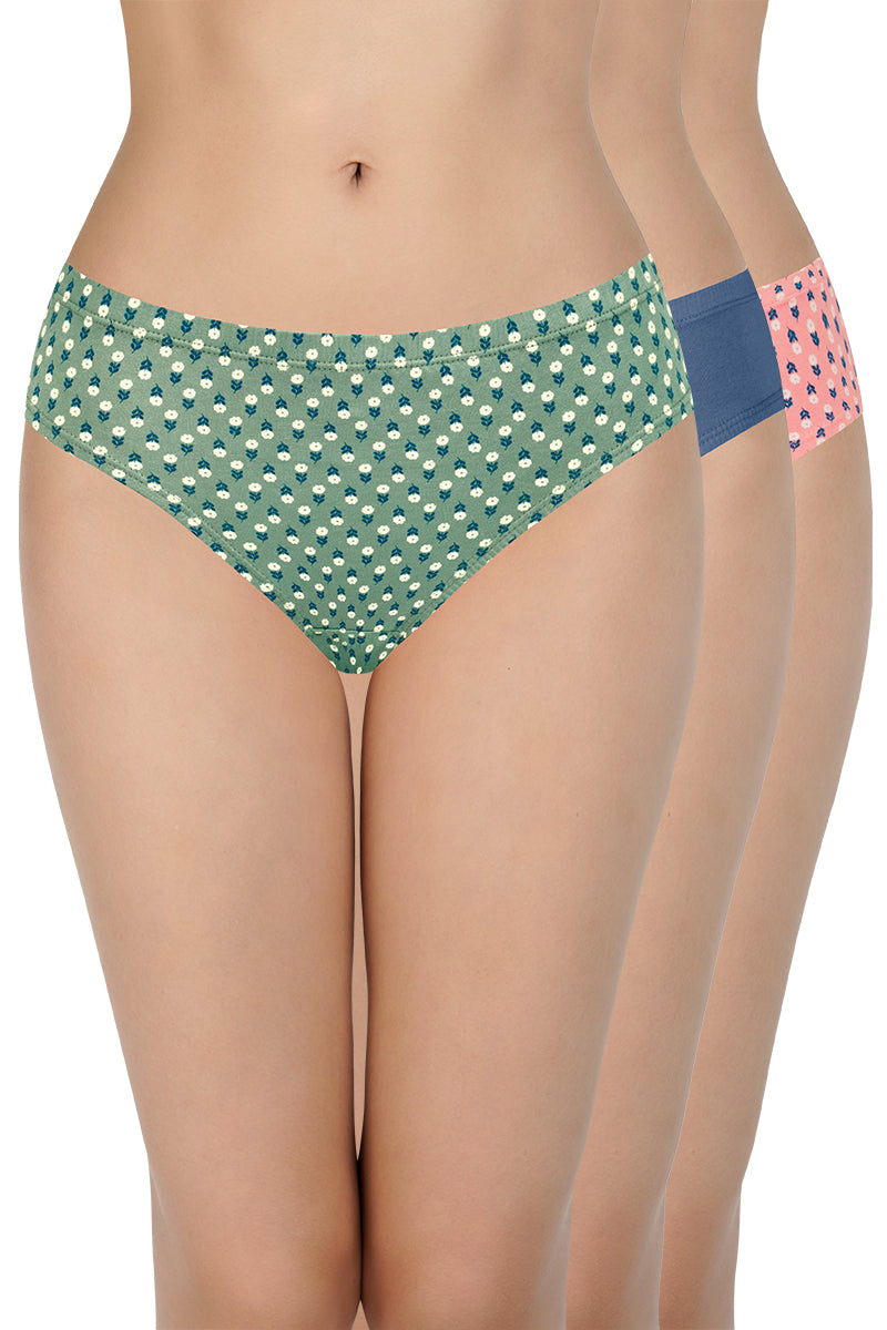 every de 100% Cotton Bikini Panty Pack (Pack of 3) - D006 - Multi