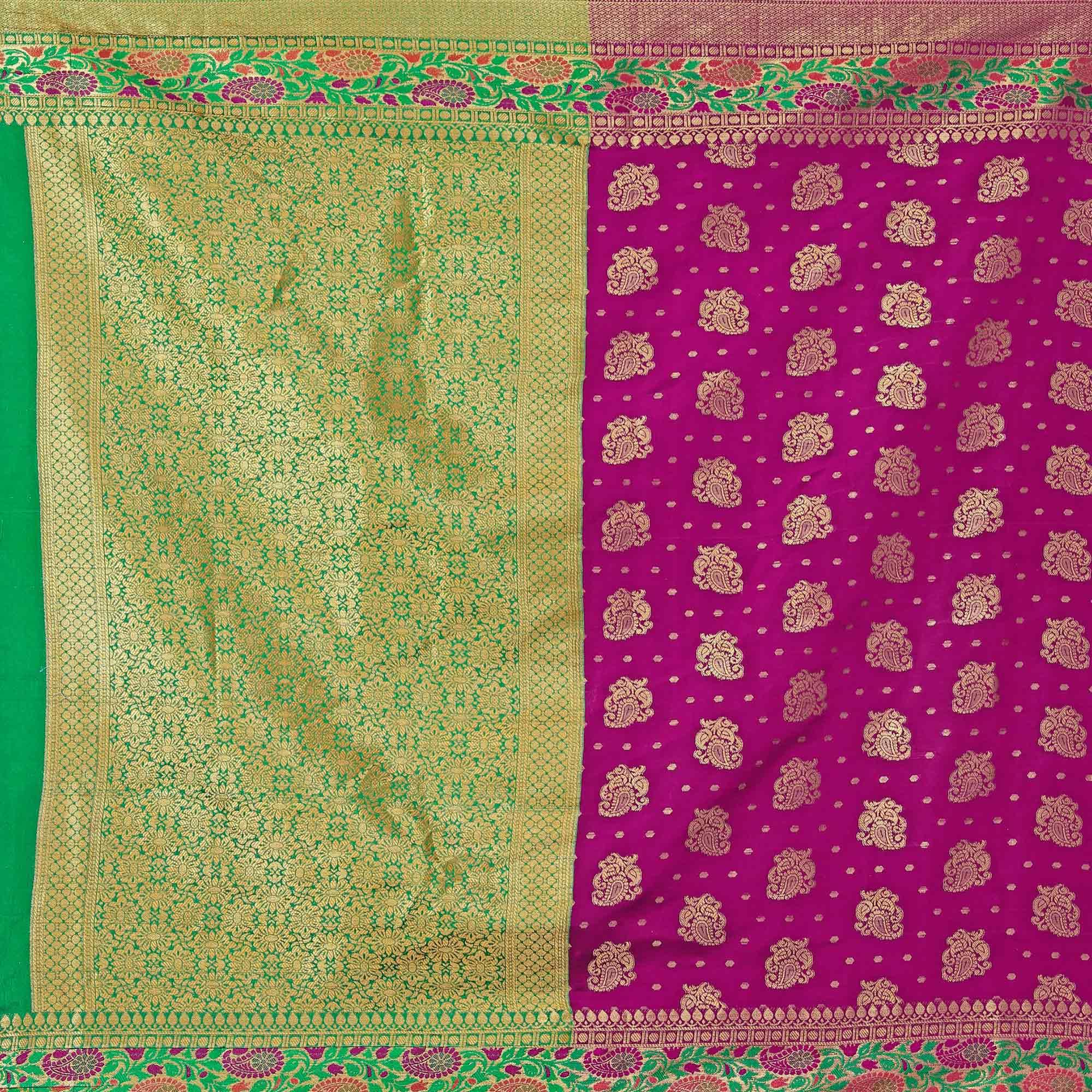 Peachmode Breathtaking Dark Pink Colored Festive Wear Woven Banarasi Silk Saree - view 2