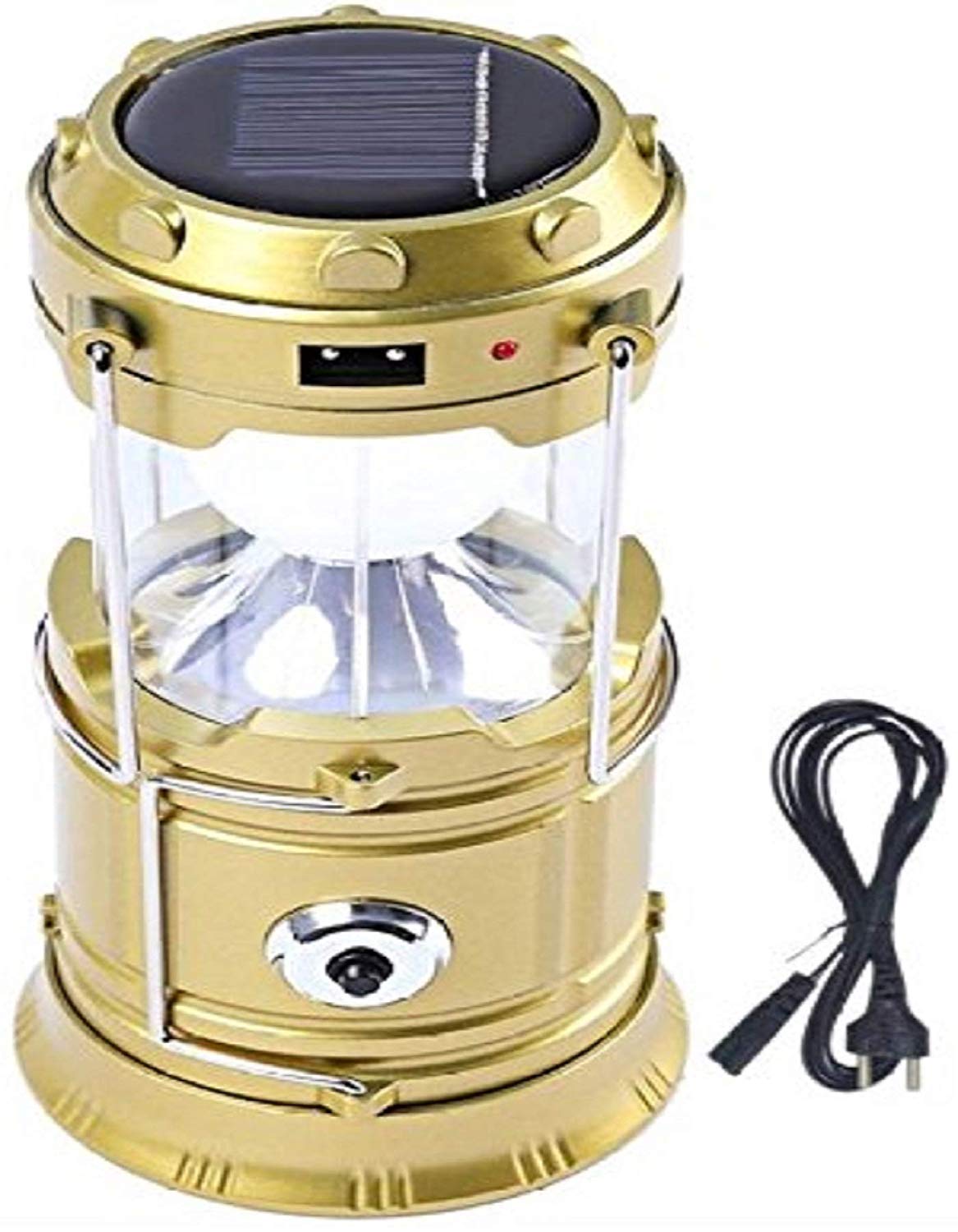 Kuber Industries 2 Piece Solar Lantern Emergency Light LED Rechargeable Torch with USB Mobile Charging Point and 2 Power Source Solar (Gold & Black) - - view 6