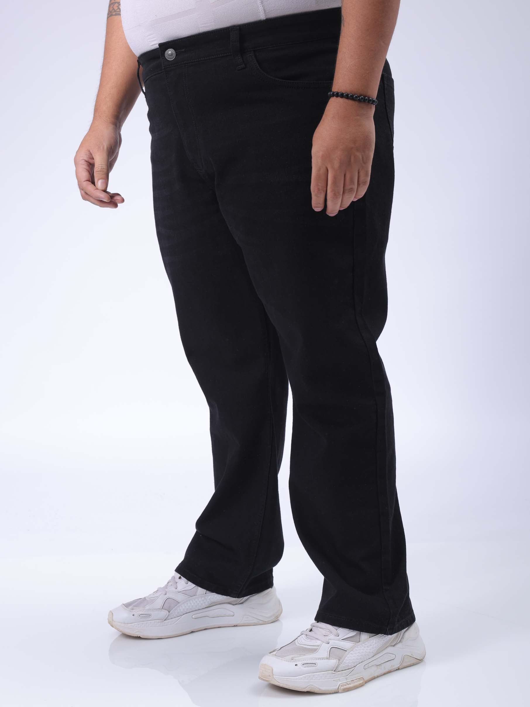 HARDSODA Men's Plus Size Black Vintage Straight Fit Solid Jeans - view 3