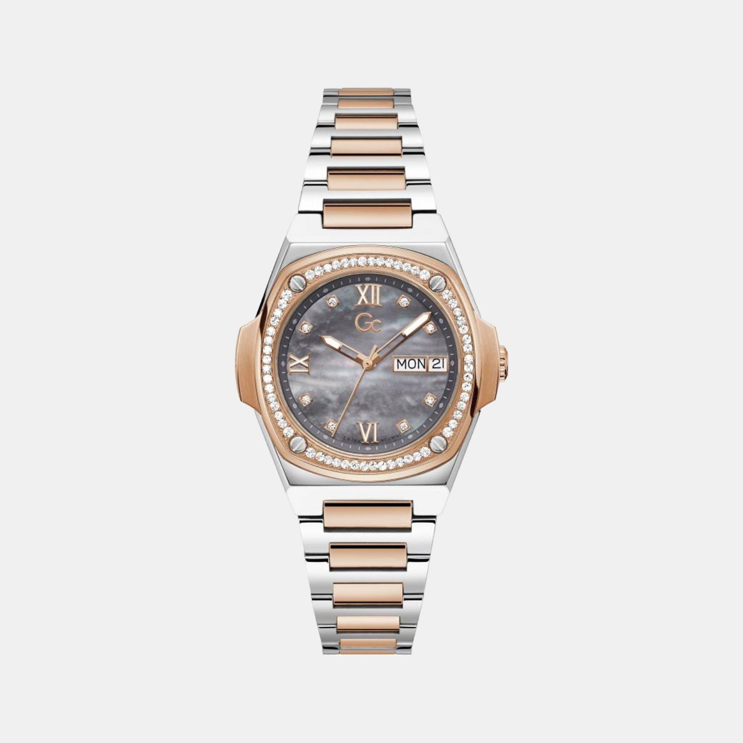 GC Coussin Shape Lady Women Quartz Grey Dial Analog Stainless Steel Watch Y98001L5MF