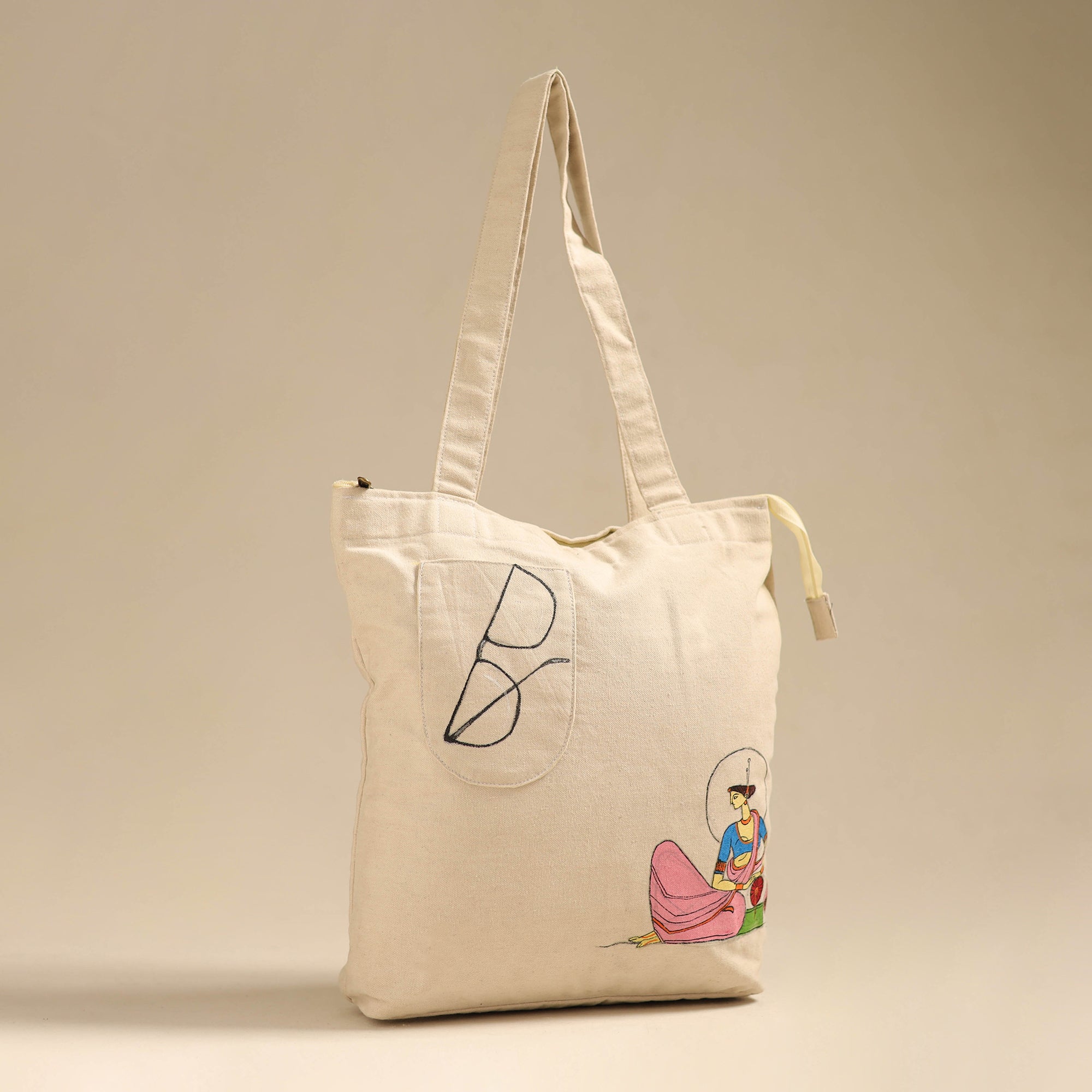 ITOKRI CRAFTS INITIATIVE Beige - Handpainted Backpack Cum Tote Bag from Odisha 36 - view 2