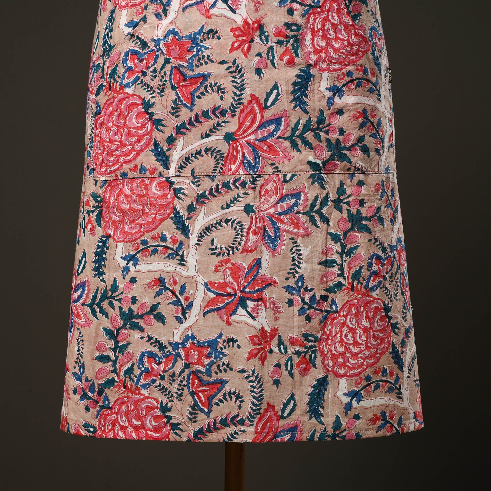 JALPARI Beige - Sanganeri Block Print Cotton Apron with Pocket 10 - view 3