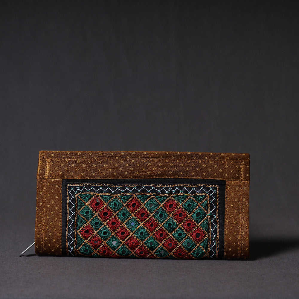 KACHCHH JI CHHAAP Brown - Kutchi Embroidery Mirror Work Clutch