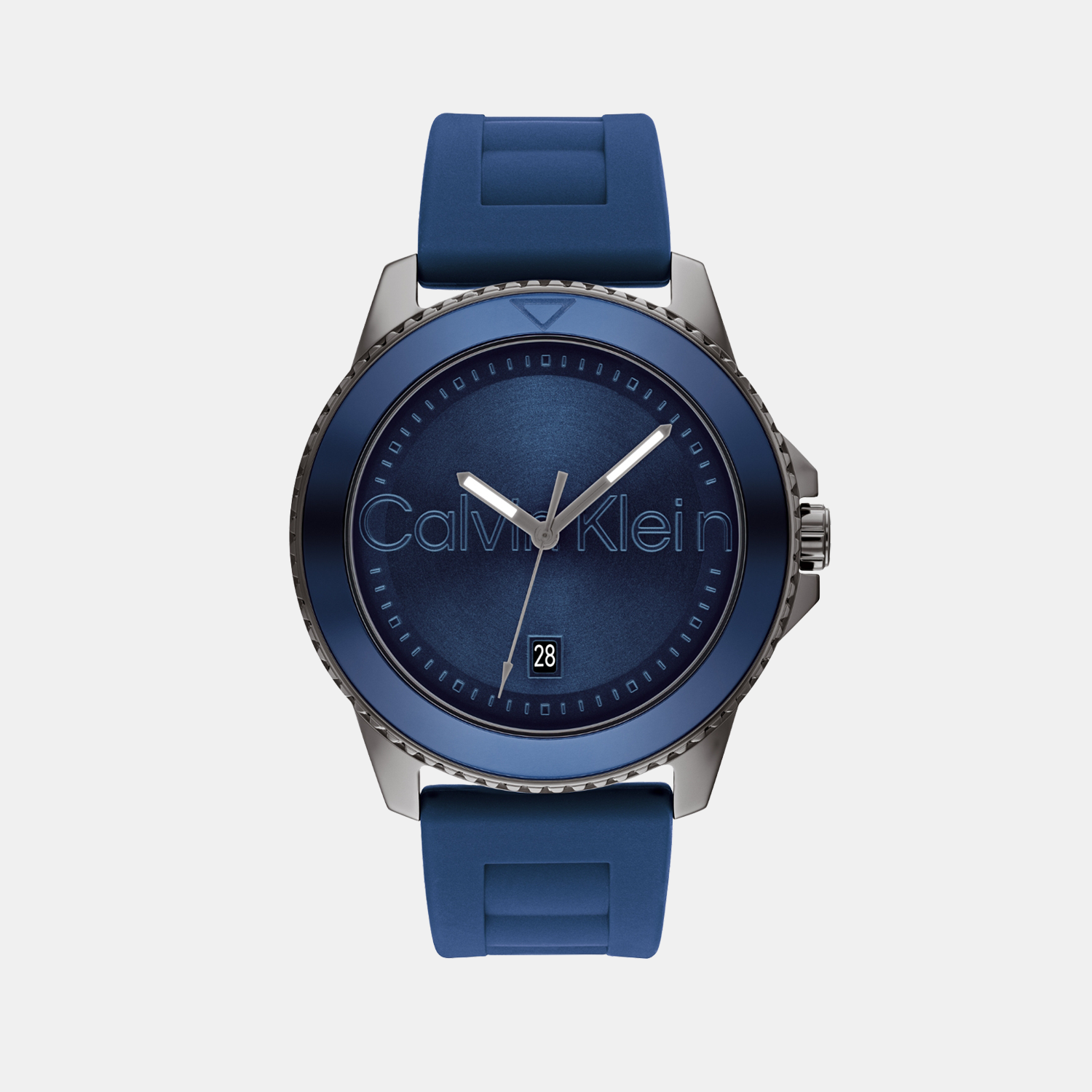 Calvin Klein Aqueous Men Quartz Navy Blue Dial Analog Silicone Watch 25200384