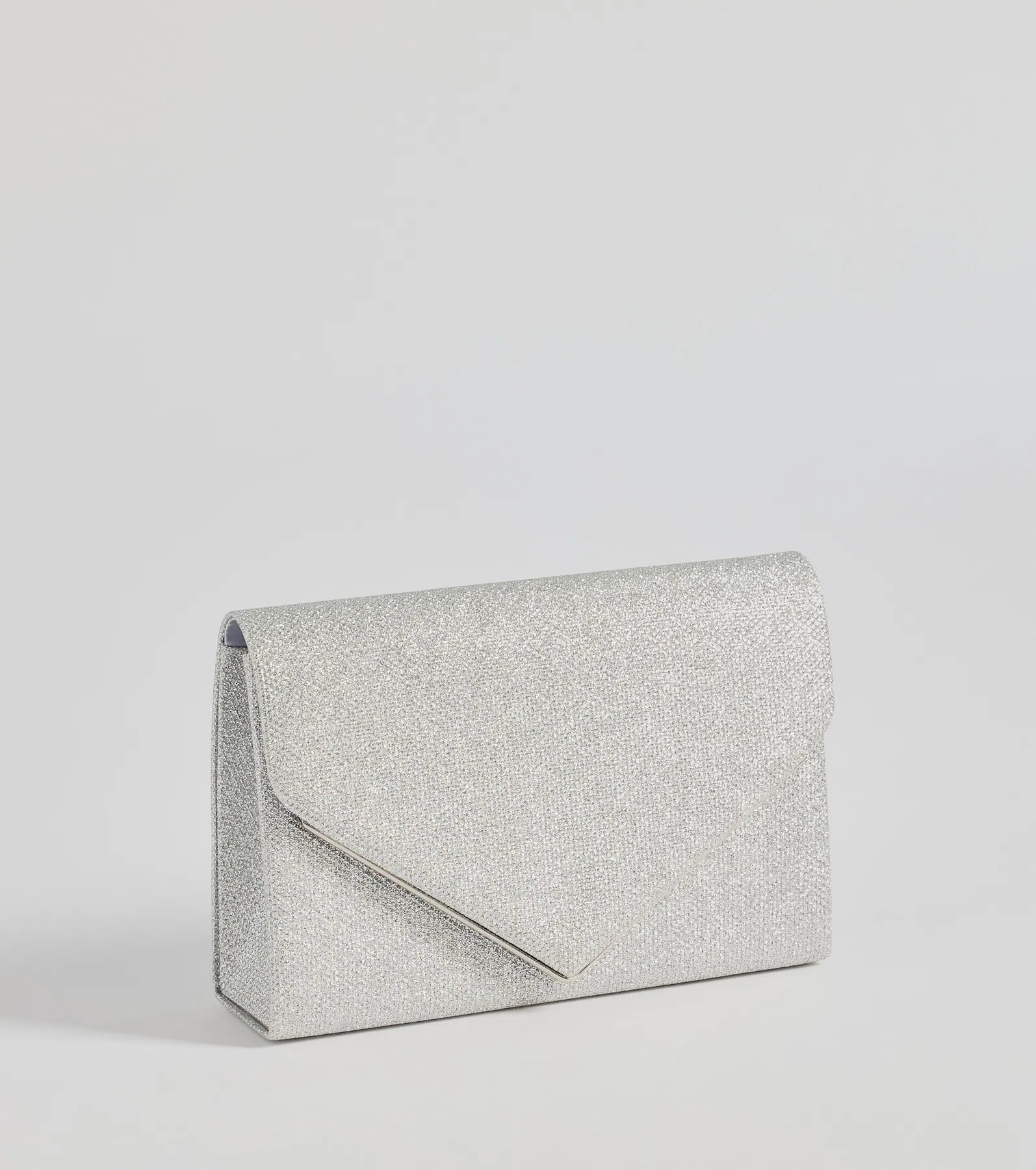 Windsor Glitzy Chic Glitter Envelope Clutch – SILVER