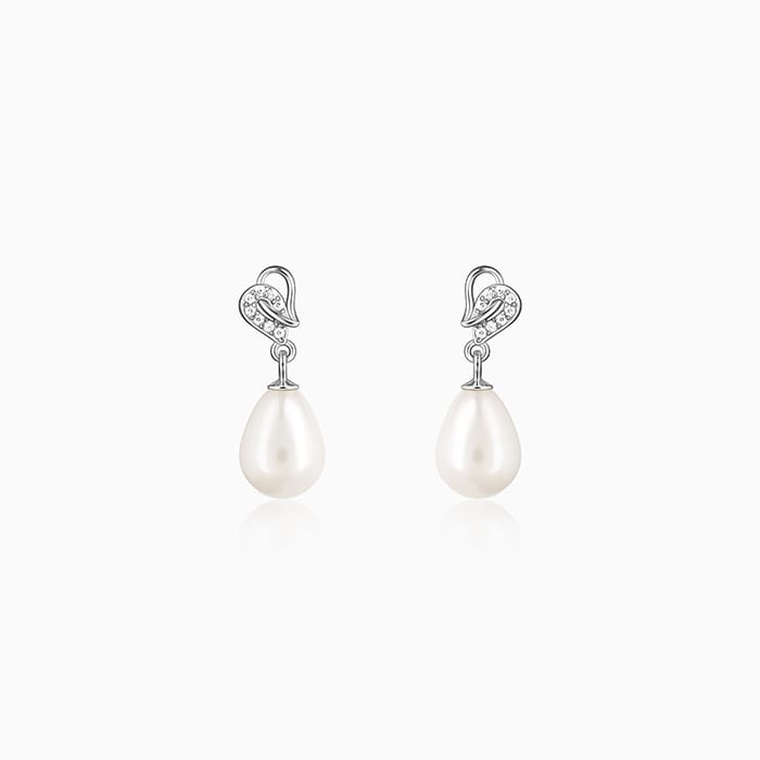 GIVA Jewellery Silver Elegant Pearl Drop Earrings