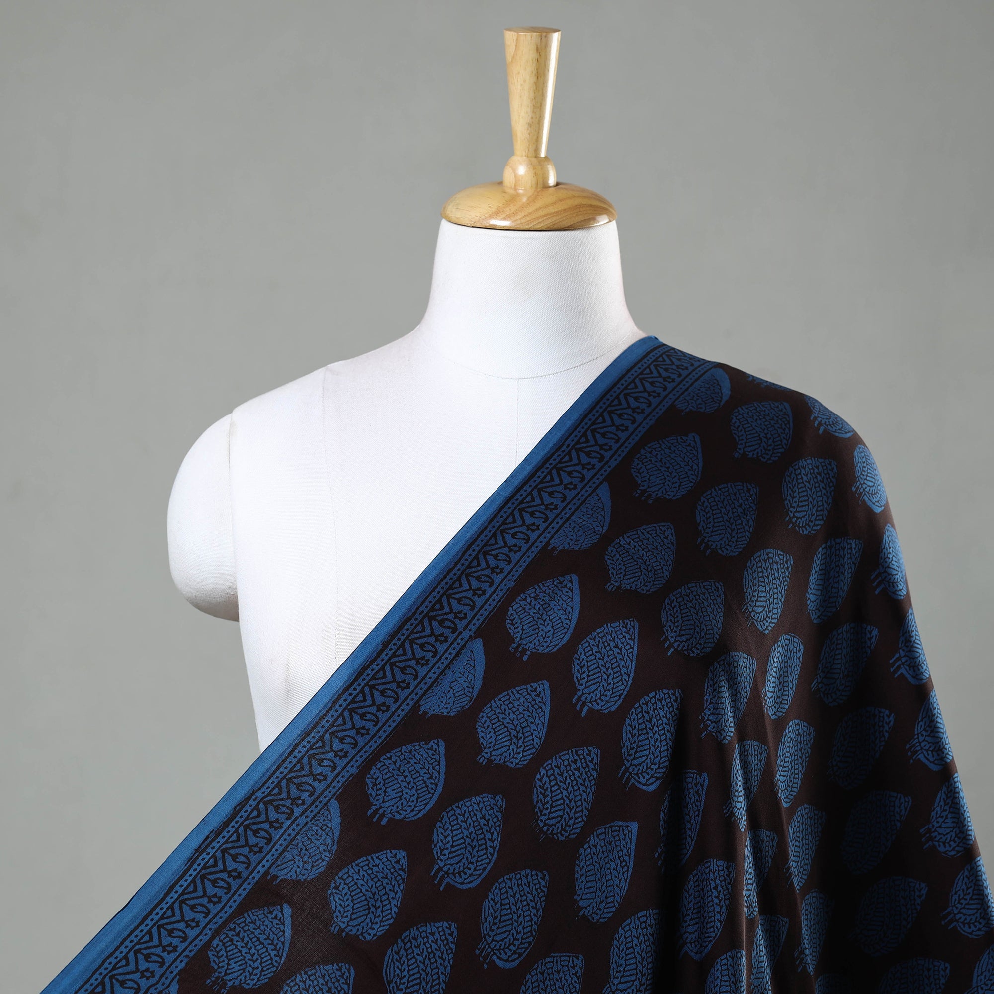 BAGH PRINTS BY MOHAMMED RAFIK KHATRI Blue - Bagh Block Printed Modal Silk Fabric