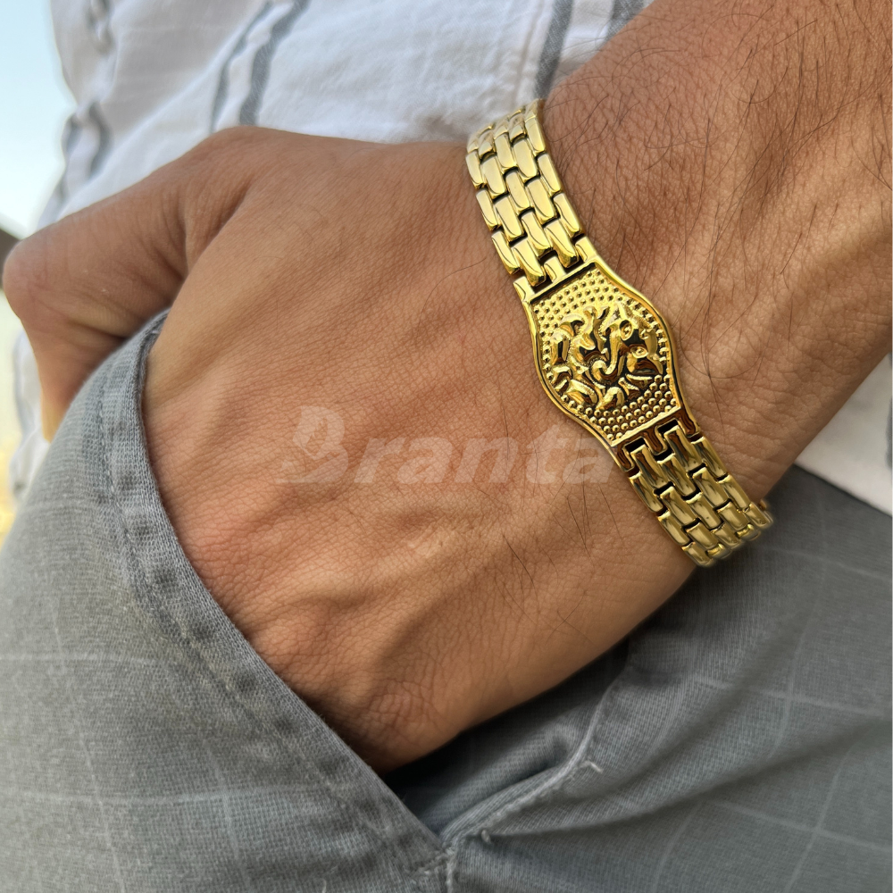 brantashop Premium Ganesh Gold Bracelet For Men (8 Inch) - view 2