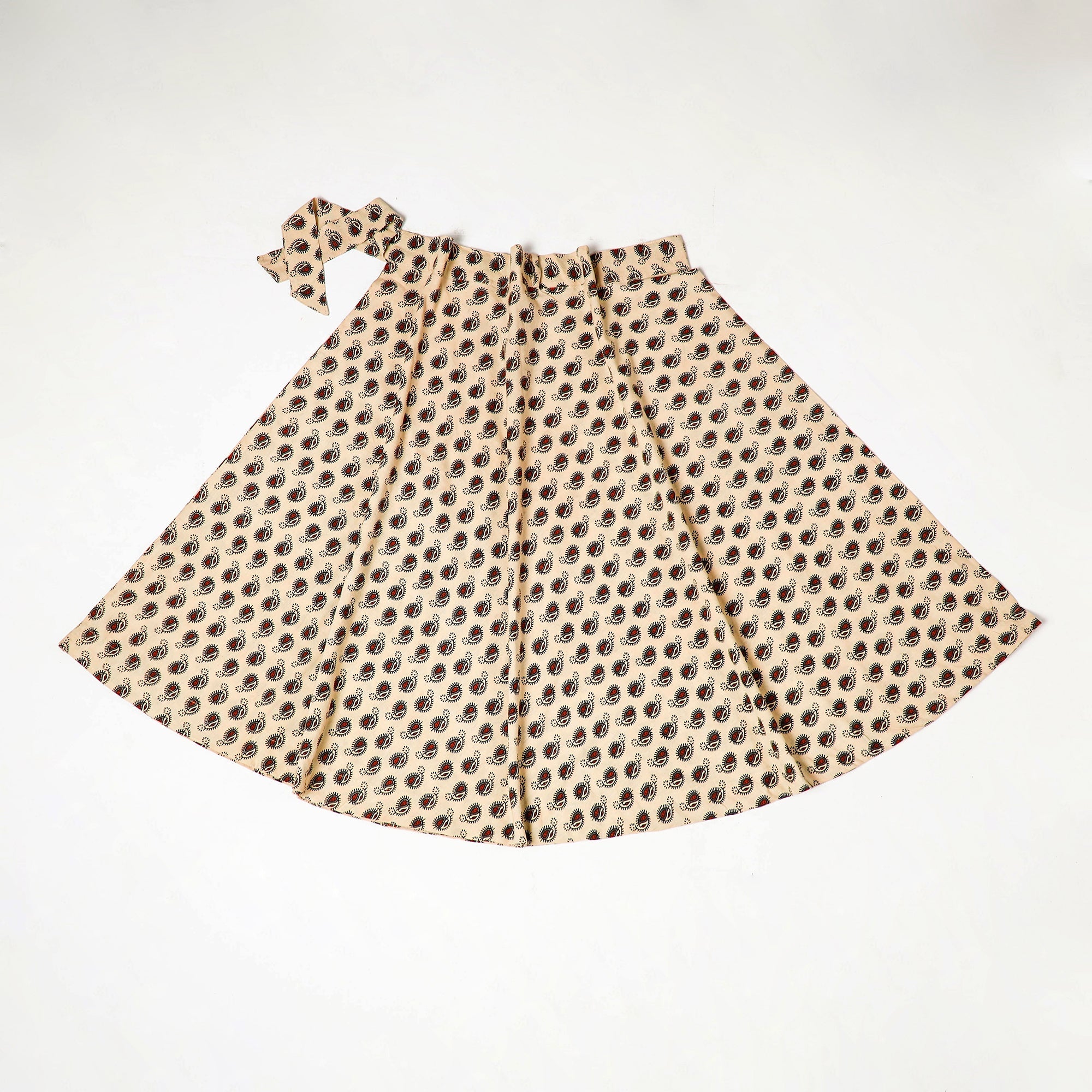 NOORI BAZAR Beige - Block Print Cotton Wrap Around Ajrakh Skirt - view 2