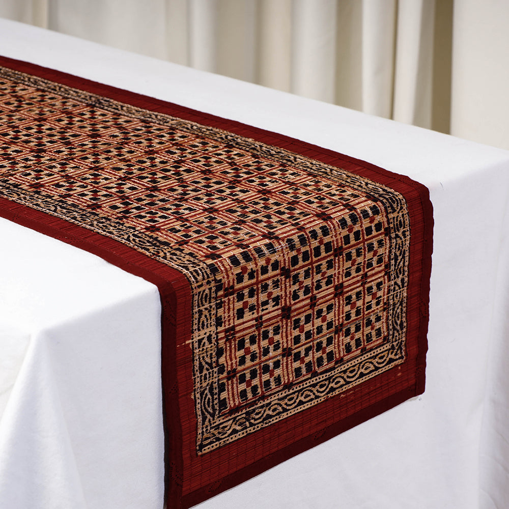 BAGH PRINTS BY MOHAMMED BILAL KHATRI Black - Special Natural Bamboo Bagh Block Printing Table Runner