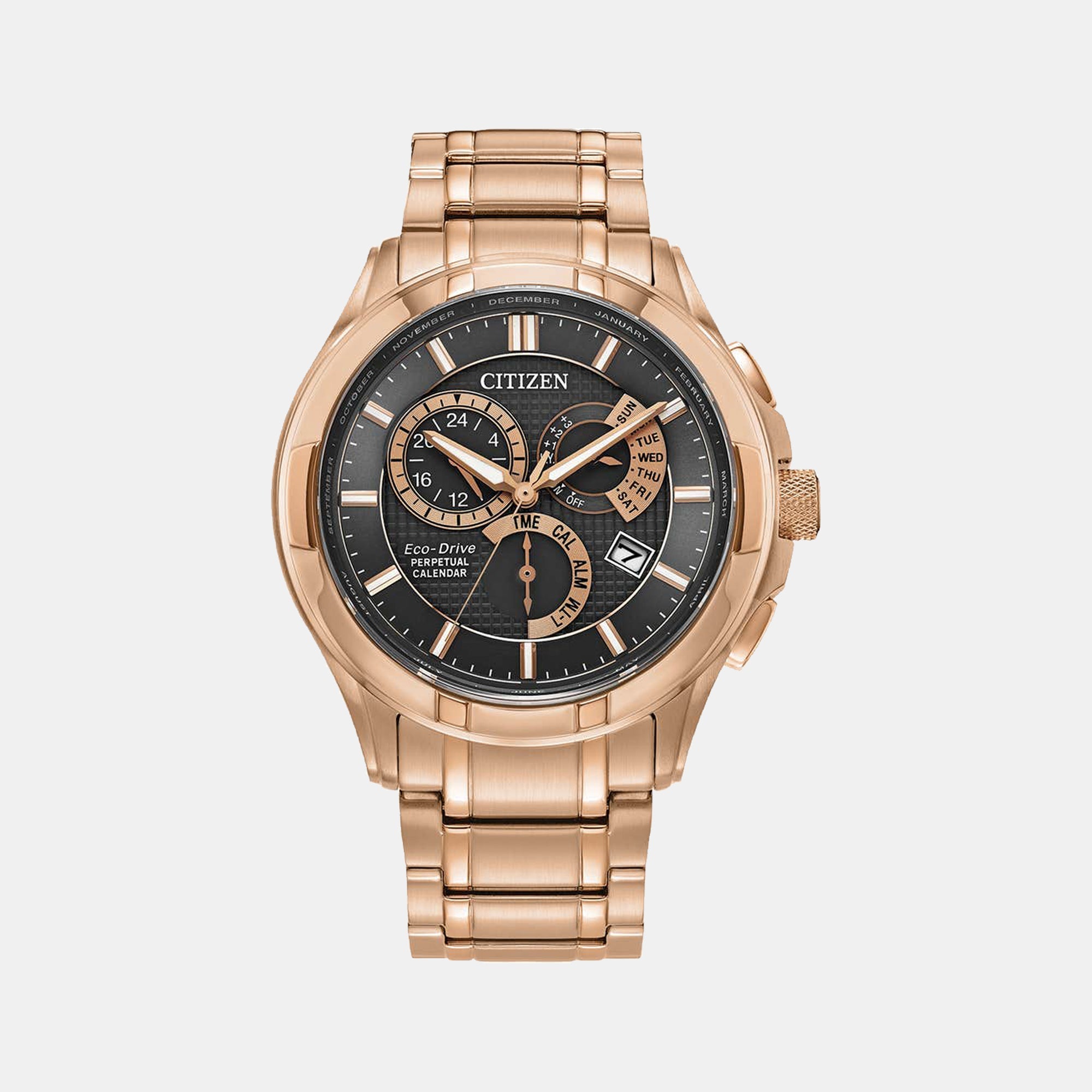 Citizen BI Men Eco-Drive Brown Dial Chronograph Stainless Steel Watch BL8163-50X