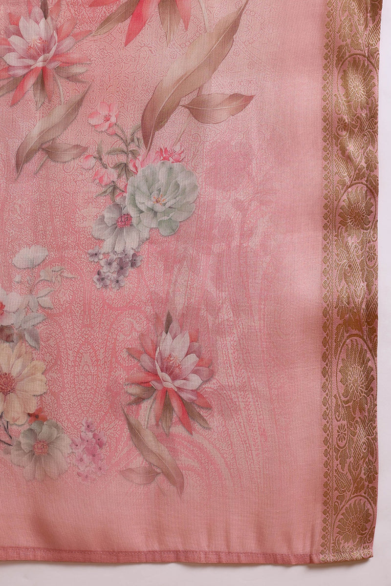 Ahika Pink Linen Blend Woven Design Straight Trouser Suit Set PKSKD2697 - view 7