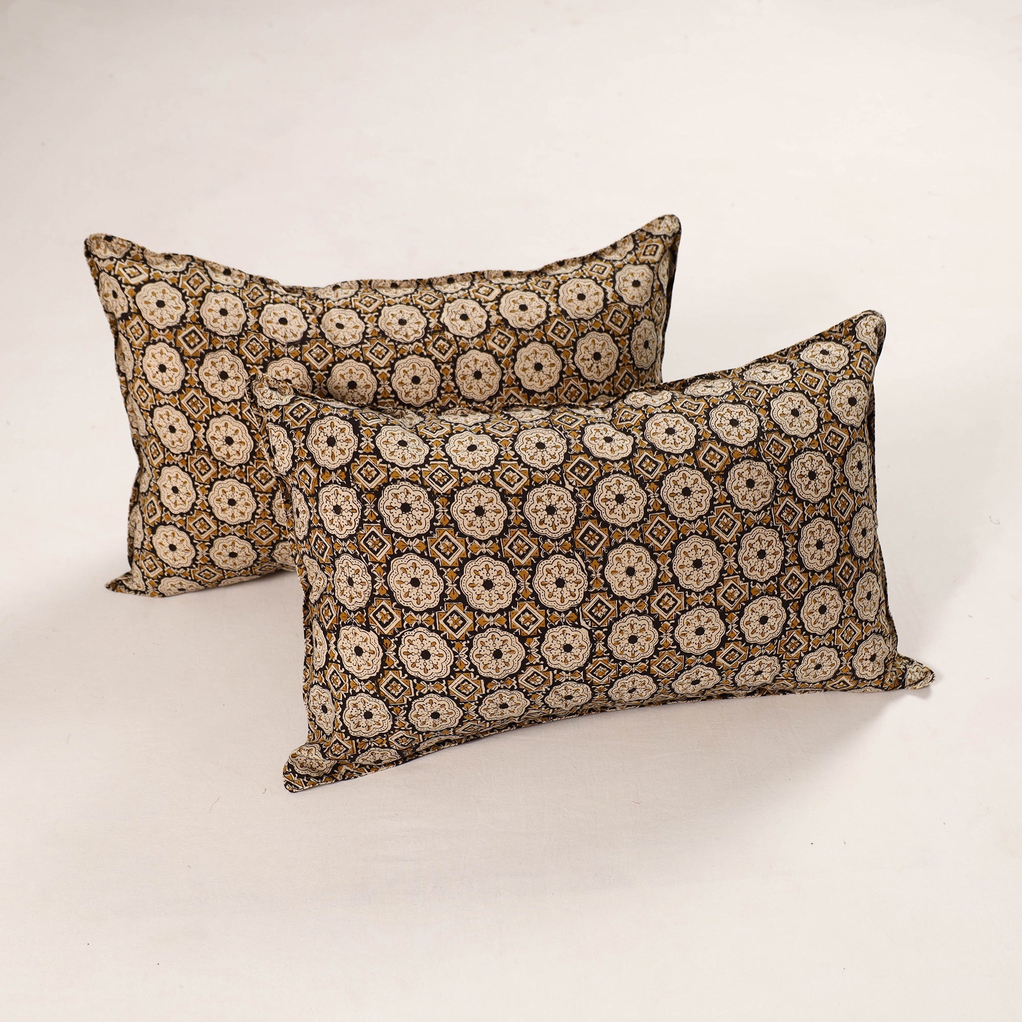 NOORI BAZAR Brown - Set of 2 Bagru Block Print Cotton Pillow Covers 31