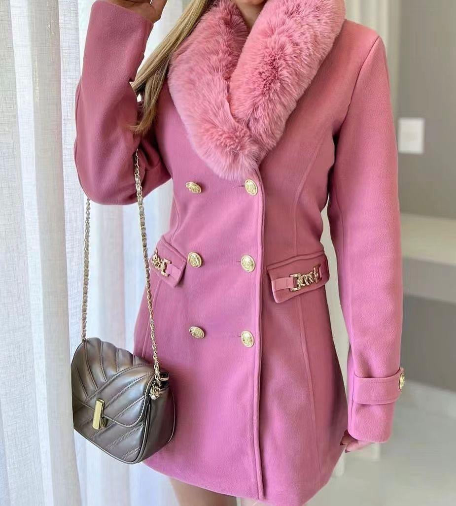 Alamode By Akanksha Louis Fur Detailed Double Breasted Overcoat