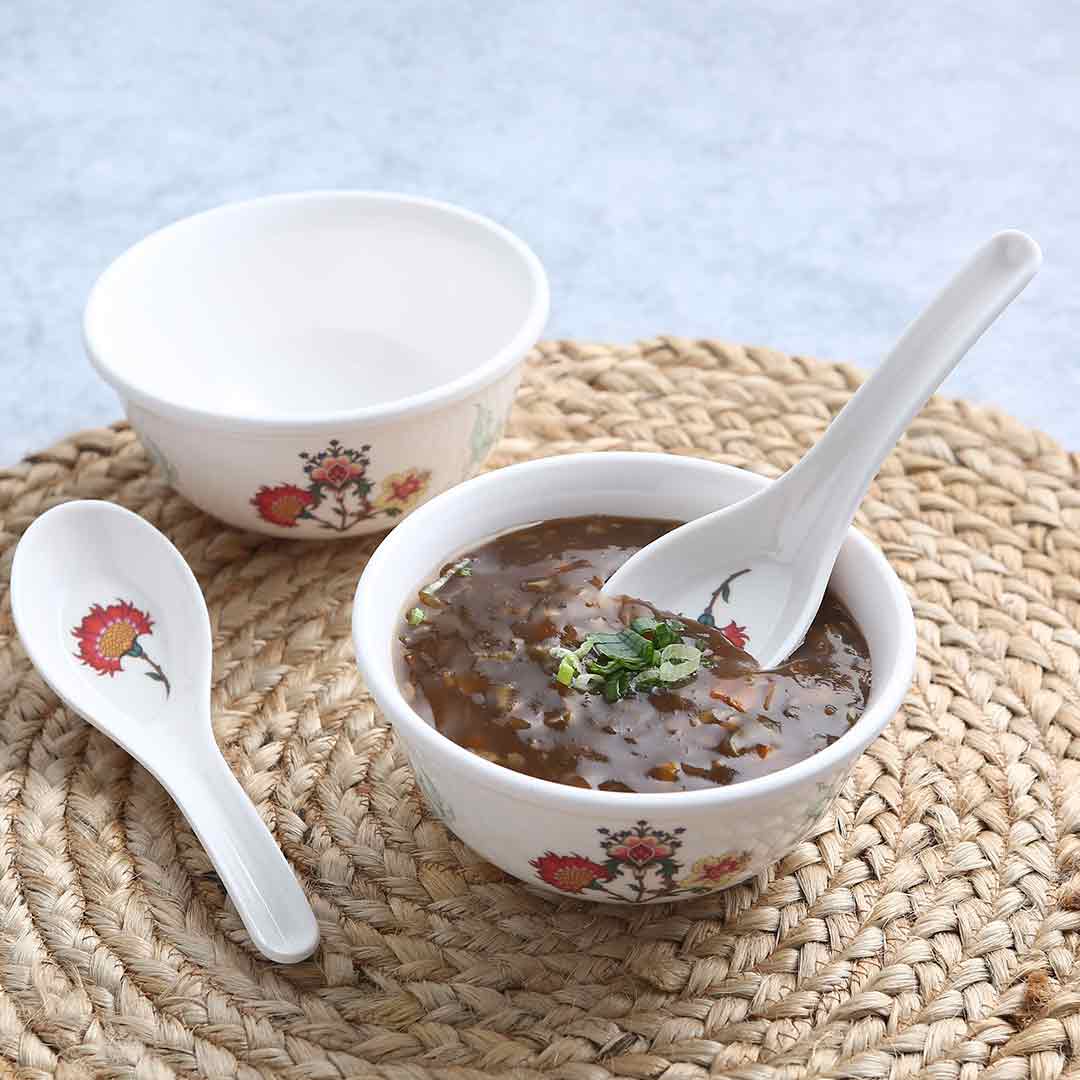 Wonderchef Venice Soup Bowl with Spoon - Red (Set of 6).