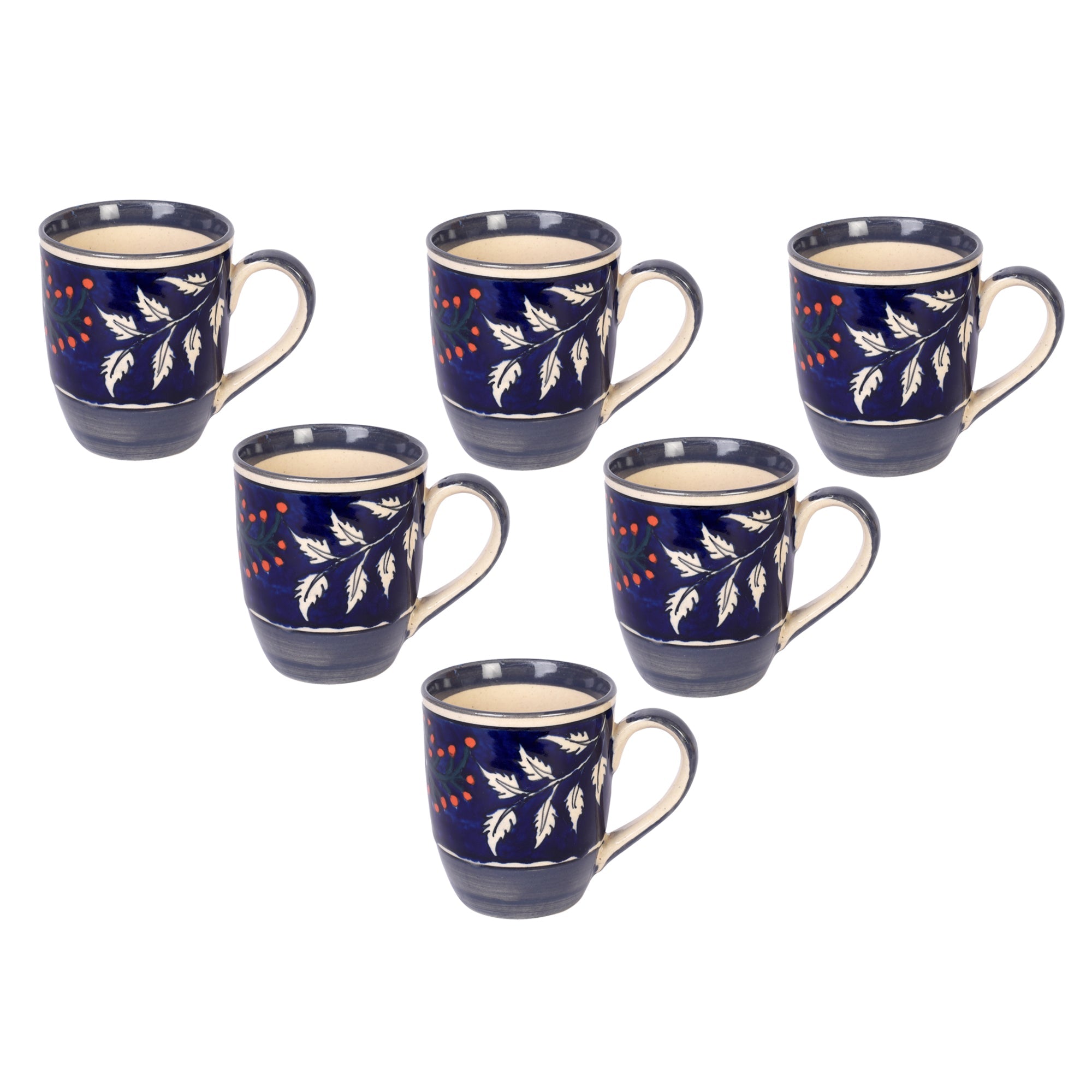 ART CREATIONS BY SUMAN SONTHALIA Blue - Blooming Leaves Drinking Mugs S06 - view 4