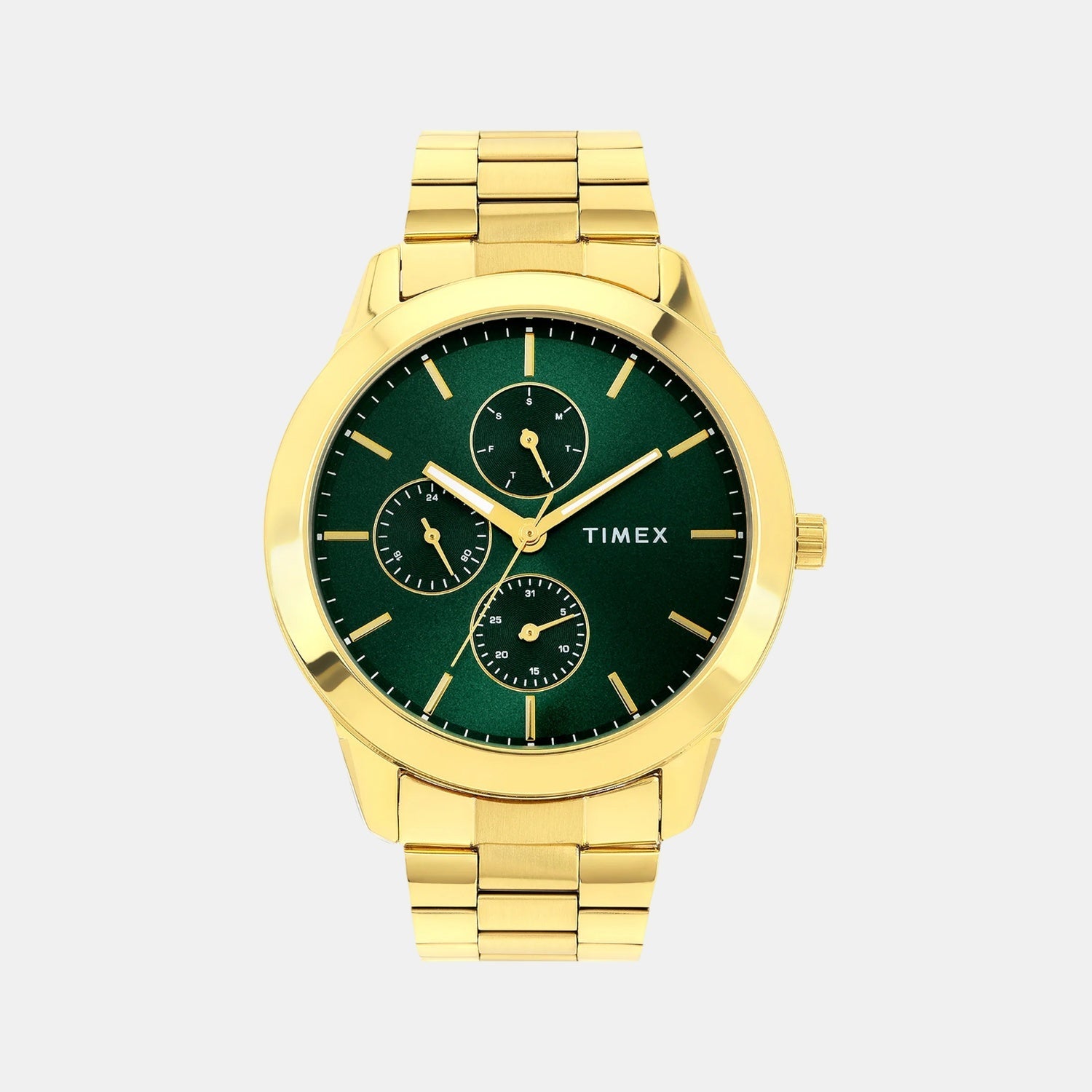 Timex Fashion Men Quartz Green Dial Multi-Function Stainless Steel Watch TWEG18522