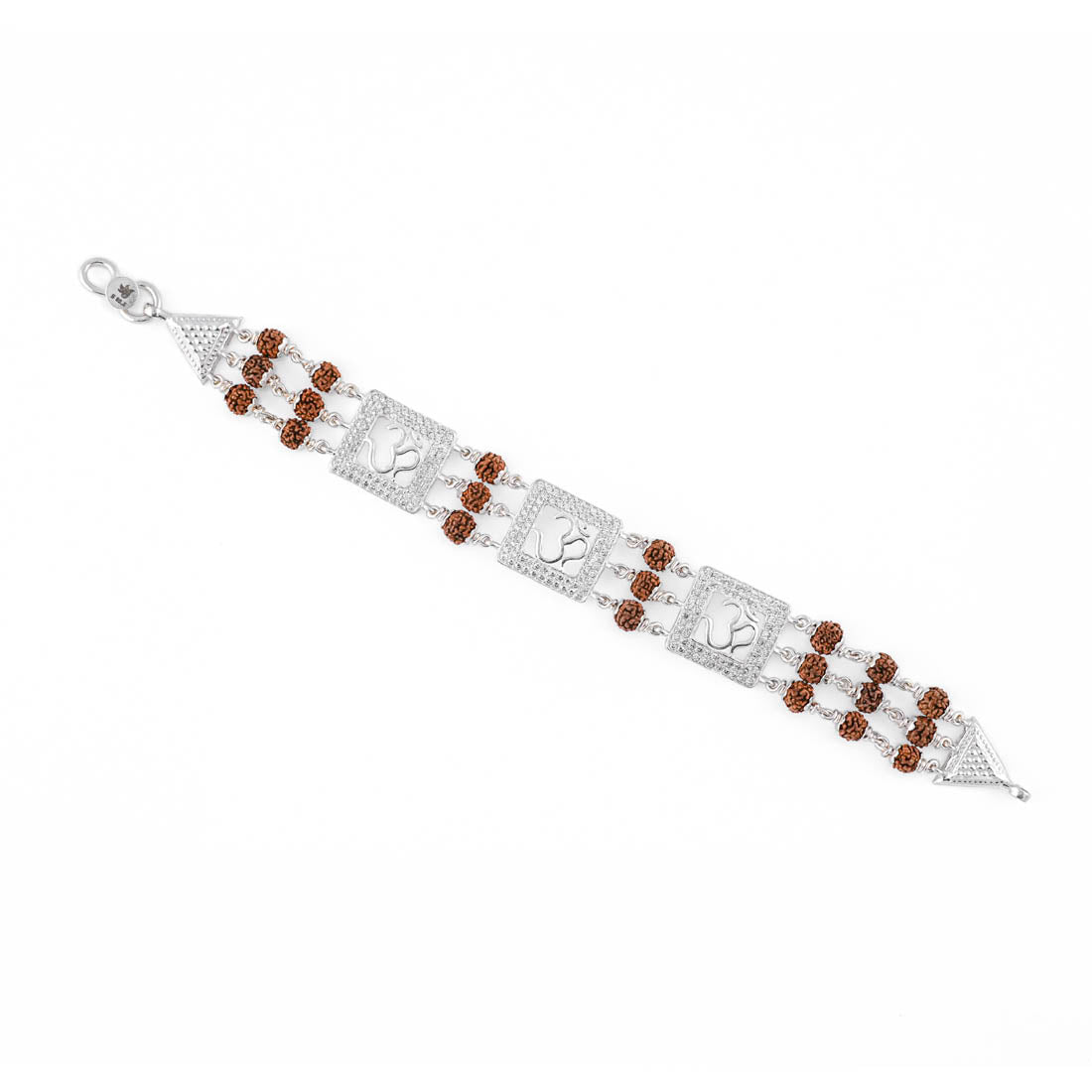 Prinjal Jewellers Rudraksha Silver Dimond Om Brooch Bracelet - view 4