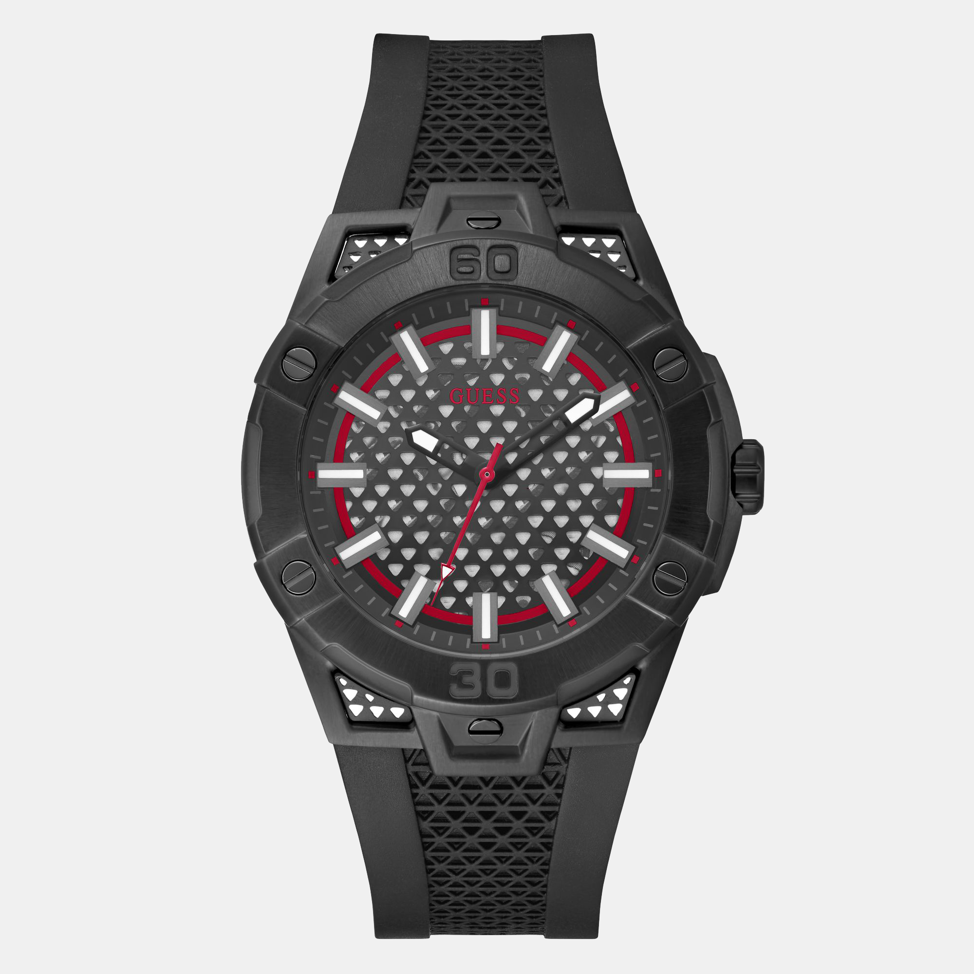 Guess Sport Men Quartz Black Dial Analog Silicone Watch GW0712G1