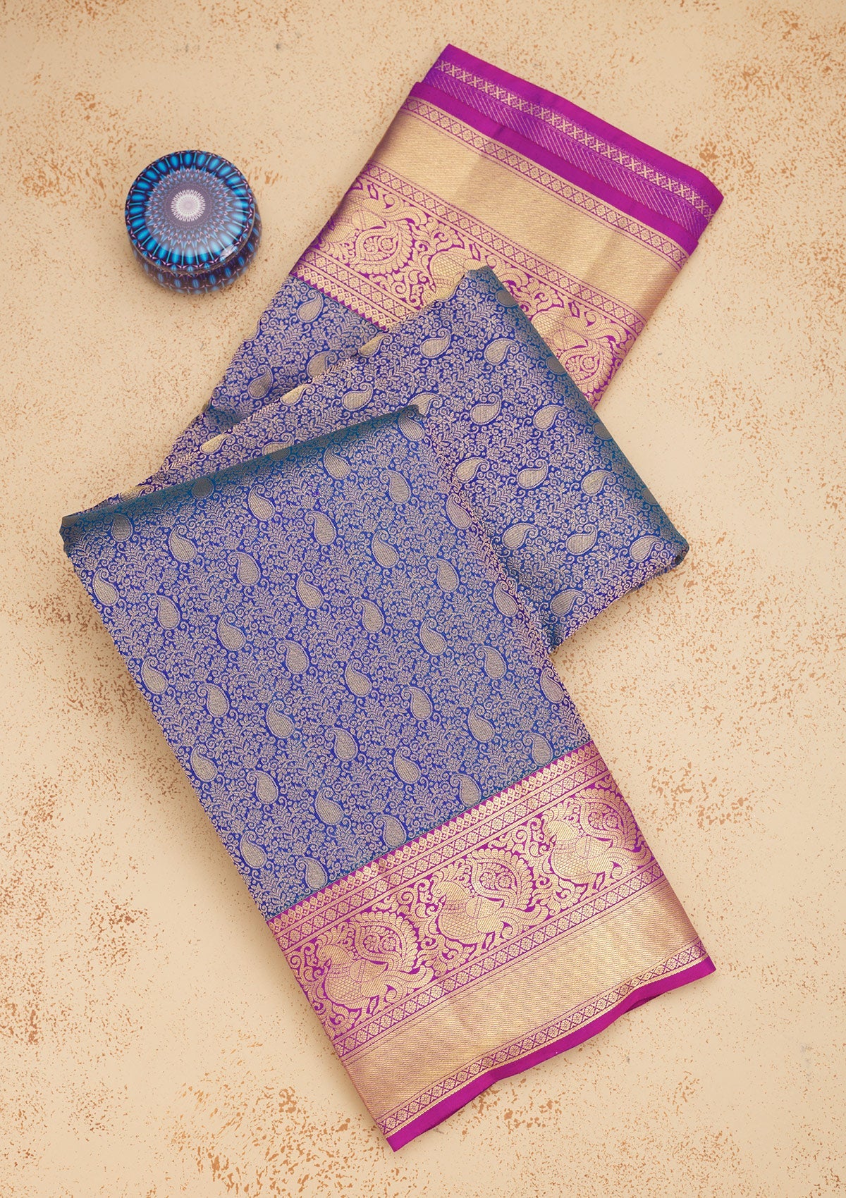 Koskii Royal Blue Zariwork Pure Silk Saree – Women's