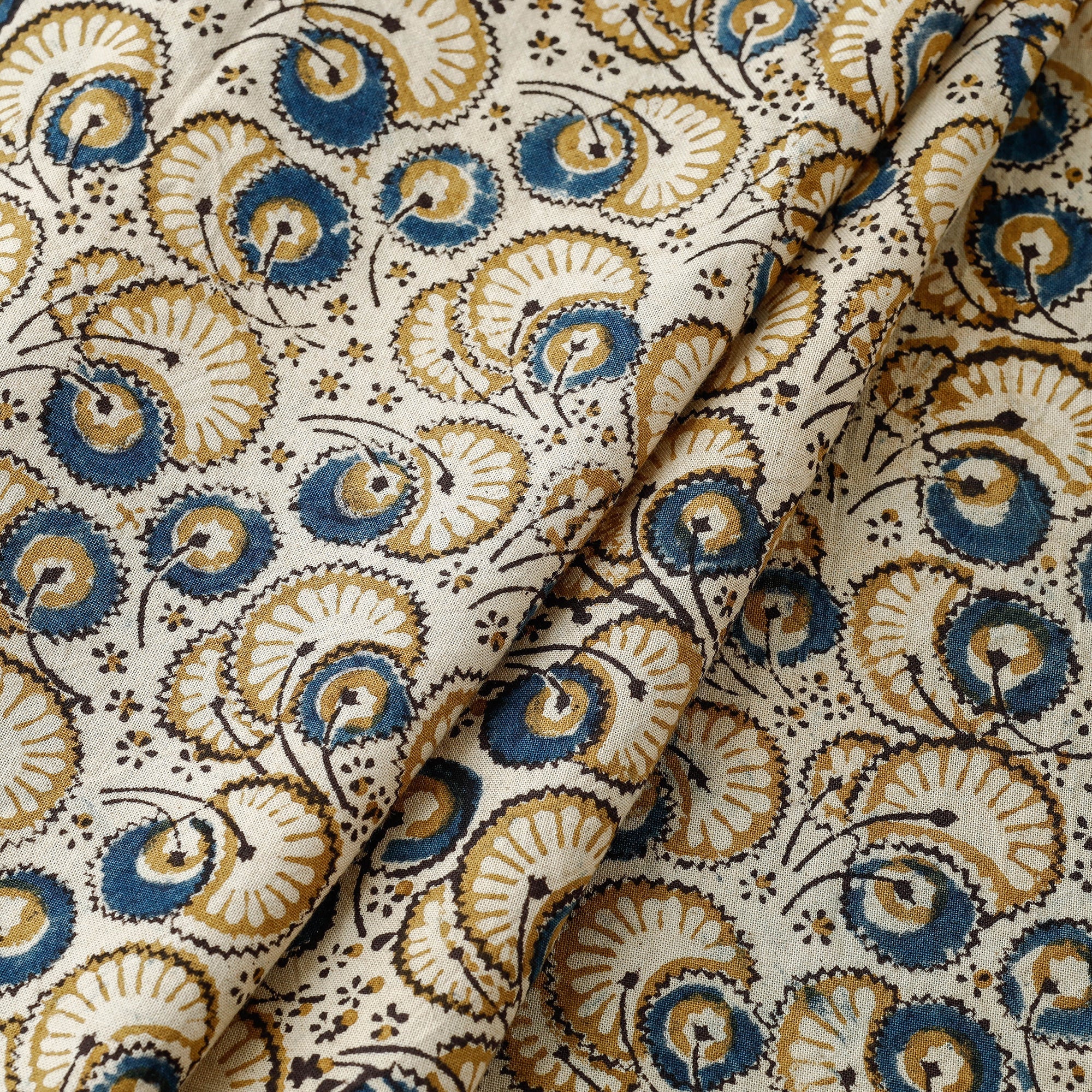 PITCHUKA SRINIVAS KALAMKARI PEDANA Beige - Pedana Kalamkari Hand Block Printed Cotton Fabric - view 2