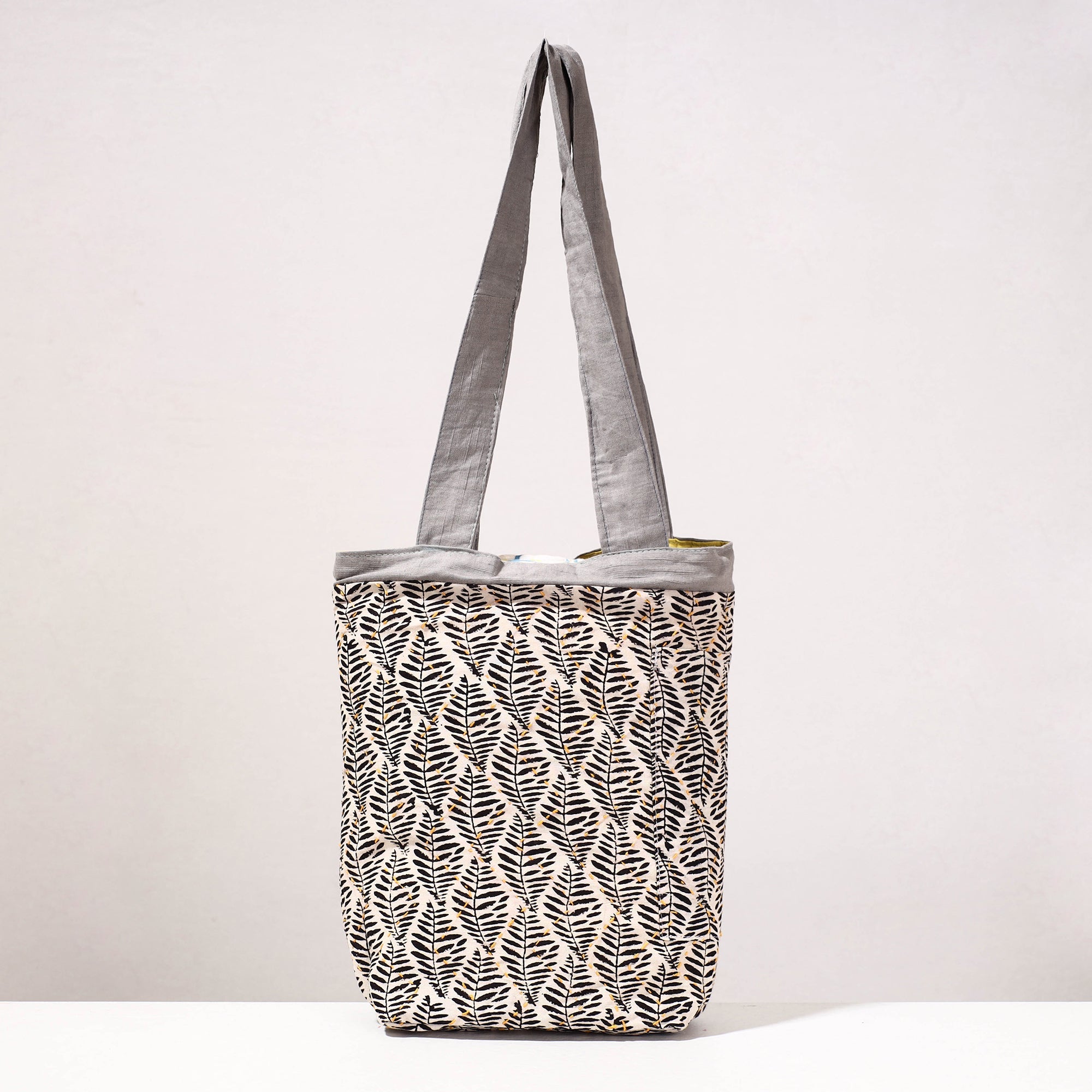 ARTISAN HAND BLOCK PRINTS Black - Kantha Work Block Print Cotton Shoulder Bag