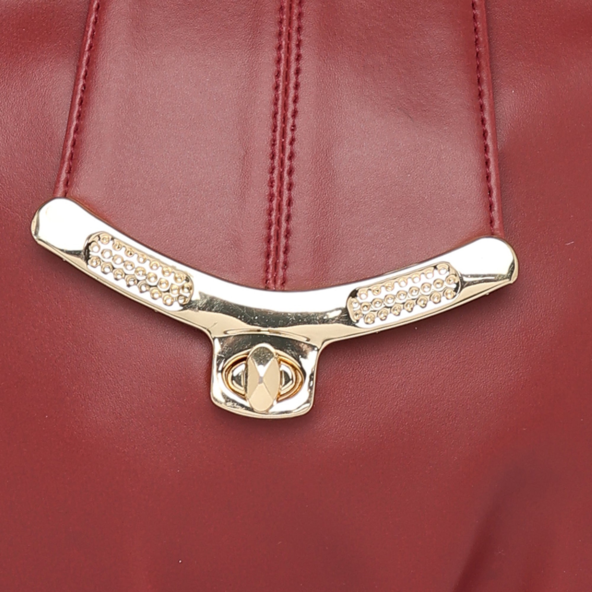 Peachmode Seller Maroon Women Vegan Leather Handbag With Belt - view 2