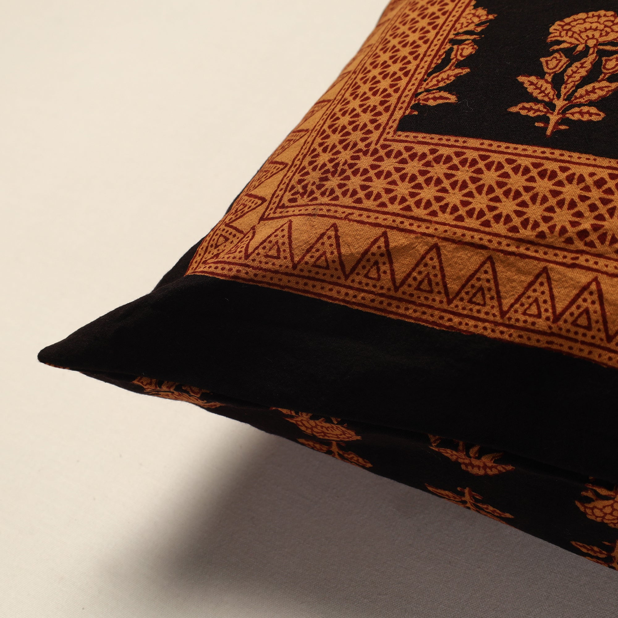 BAGH PRINTS BY ANSHAR FARUKH KHATRI Black - Bagh Block Printed Cotton Cushion Cover (16 x 16 in) - view 2