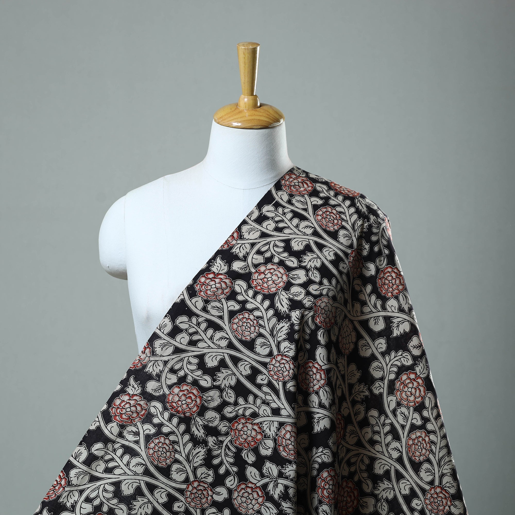SOUTH KARGHA Black - Cotton Kalamkari Print Fabric 04