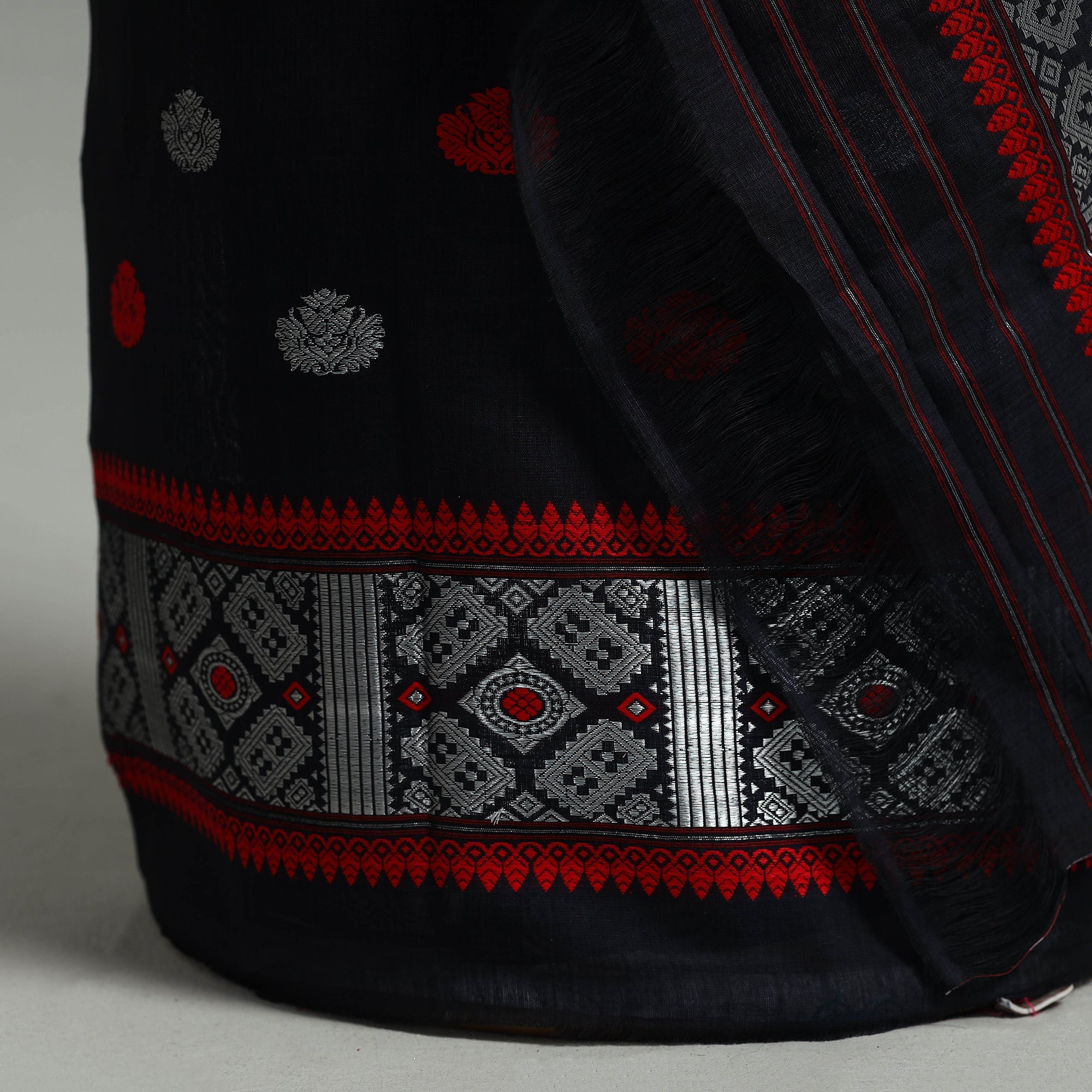 WEAVE INDIA BY SHEIKH MOIDUN NILUFAR Black - Assam Handloom Tussar Mekhela Chador with Blouse Piece 12 - view 4